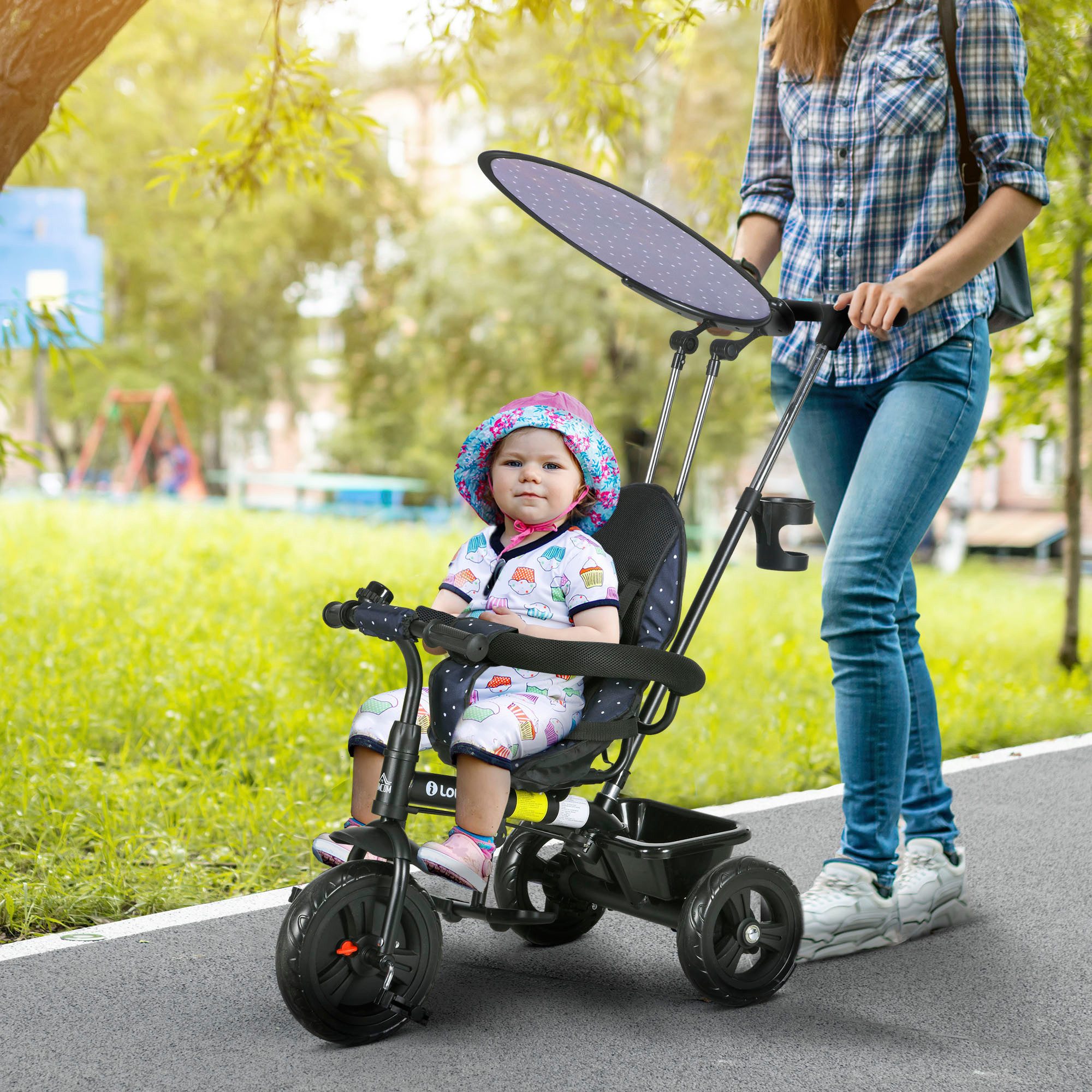 HOMCOM Dreirad 6-in-1 Kinderdreirad mit Schiebestange, günstig online kaufen