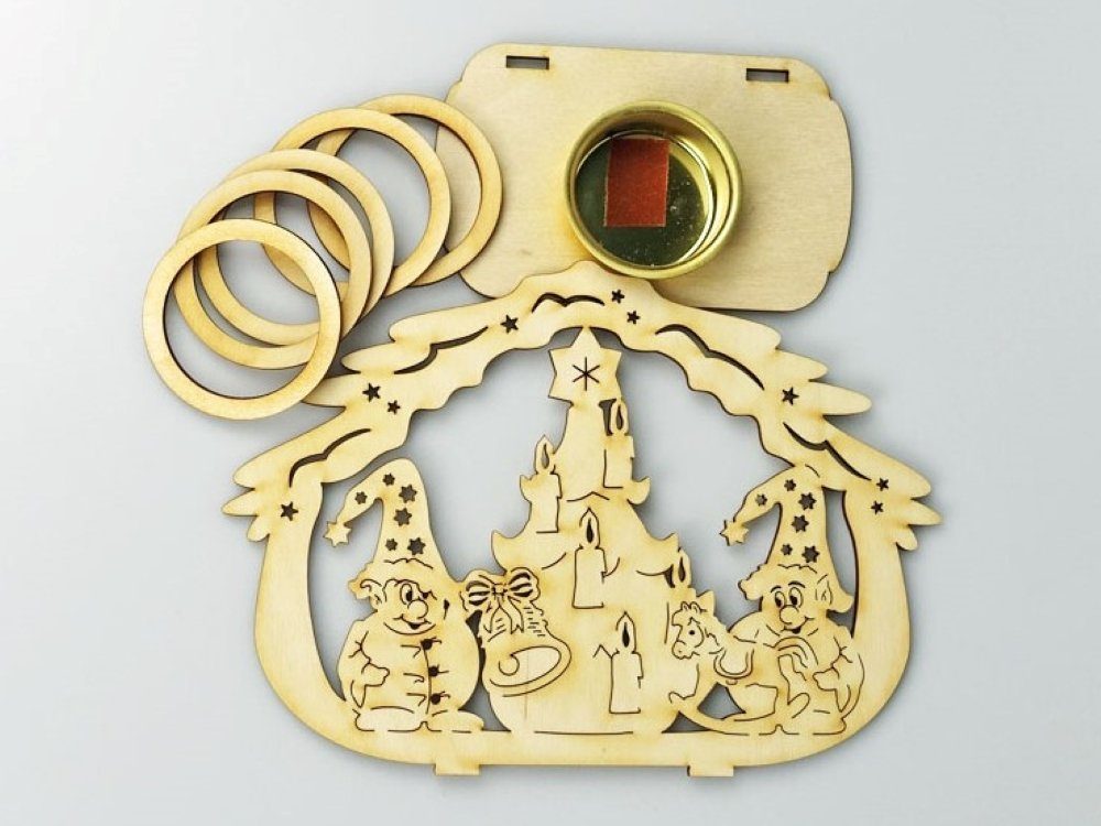 DeColibri Kreativset Weihnachten und Wichtel in (Bastelset Bemalen Basteln Baum, Holz Gestalten), Bastelset Made zum Germany