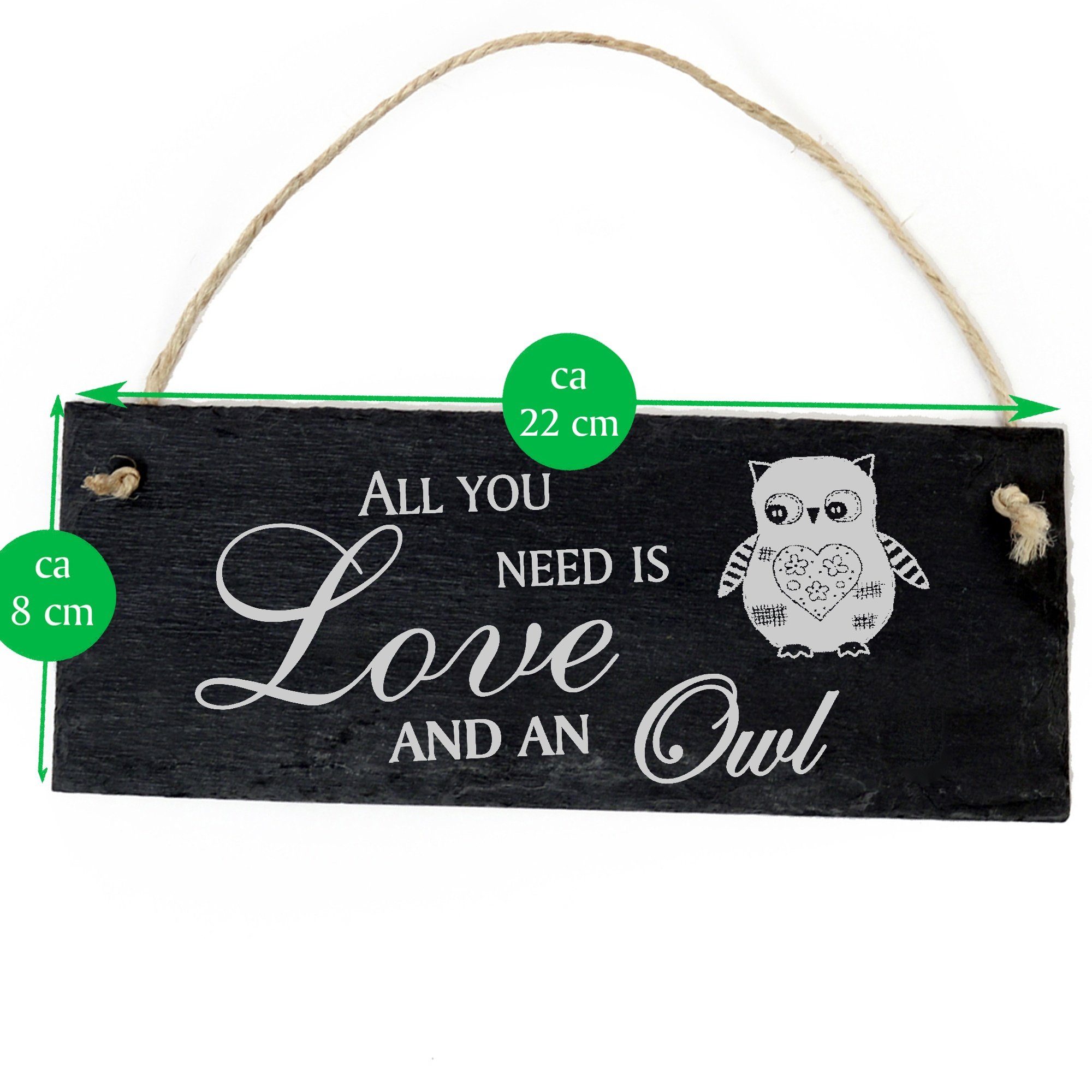 Eule Vintage All is 22x8cm and Love need Dekolando Hängedekoration you Owl an