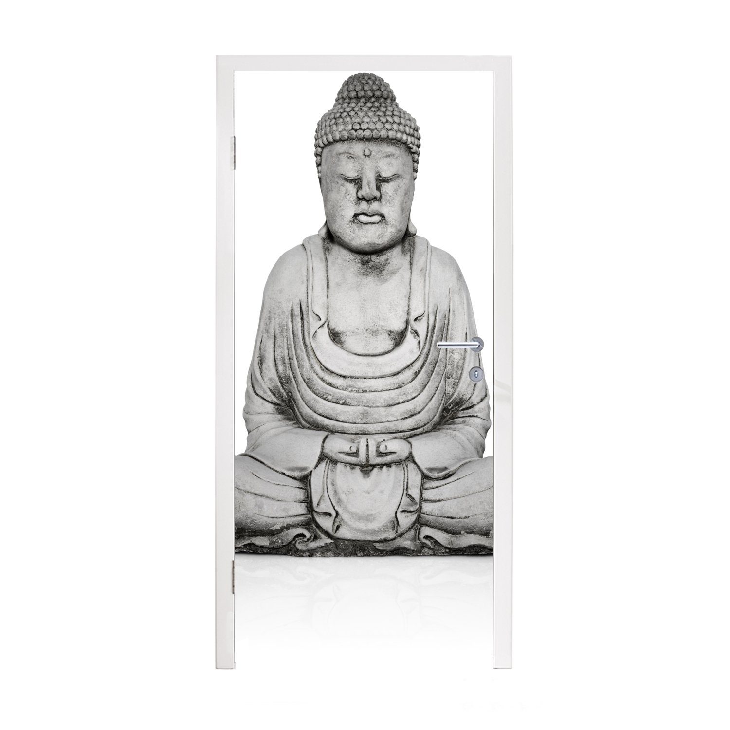MuchoWow Türtapete Steinstatue von Buddha, Matt, bedruckt, (1 St), Fototapete für Tür, Türaufkleber, 75x205 cm