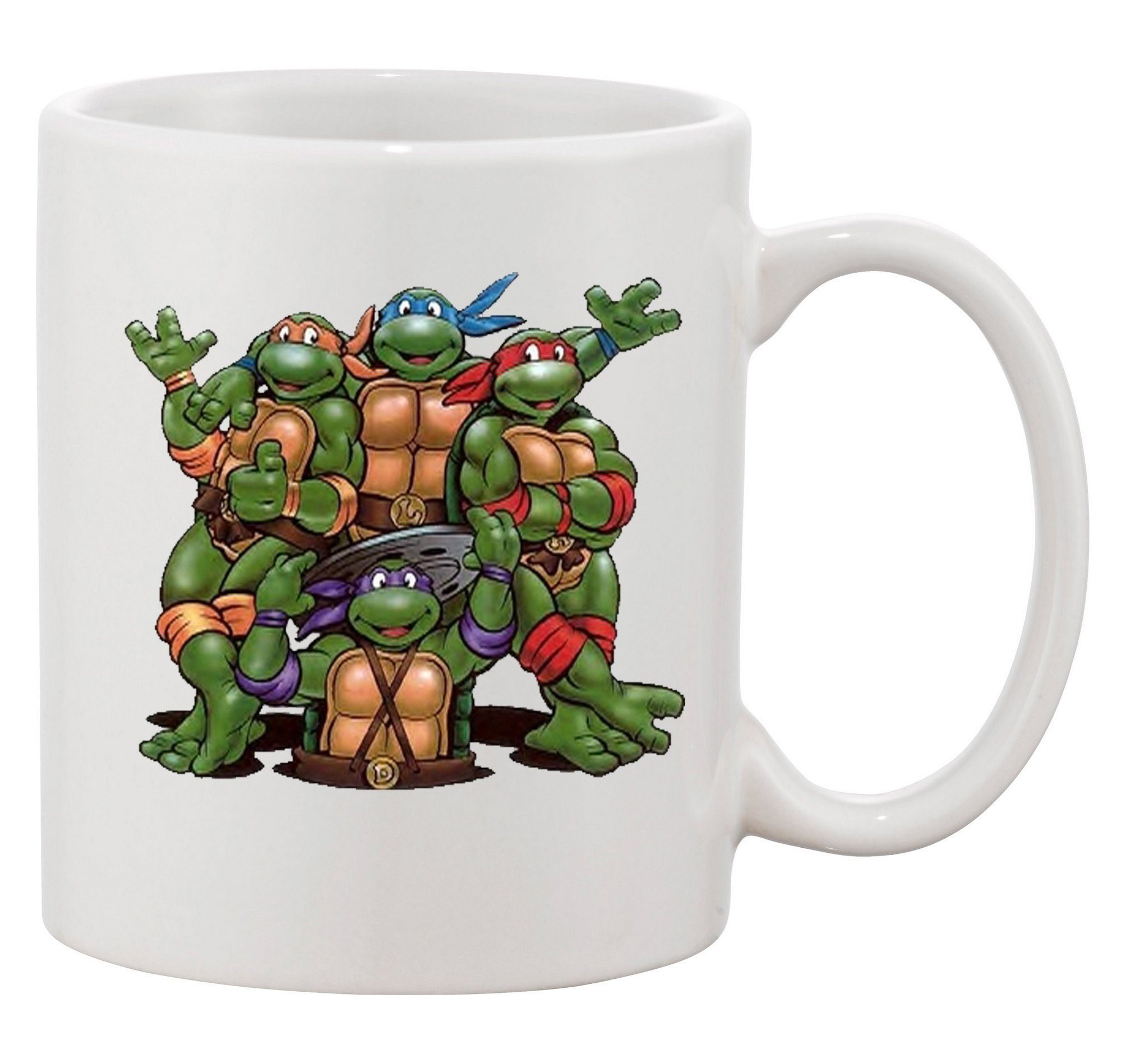 Keramik Ninja Weiss (600ml) Cartoon Tasse XXL & Turtles Retro Nerd, Schildkröten Blondie Brownie