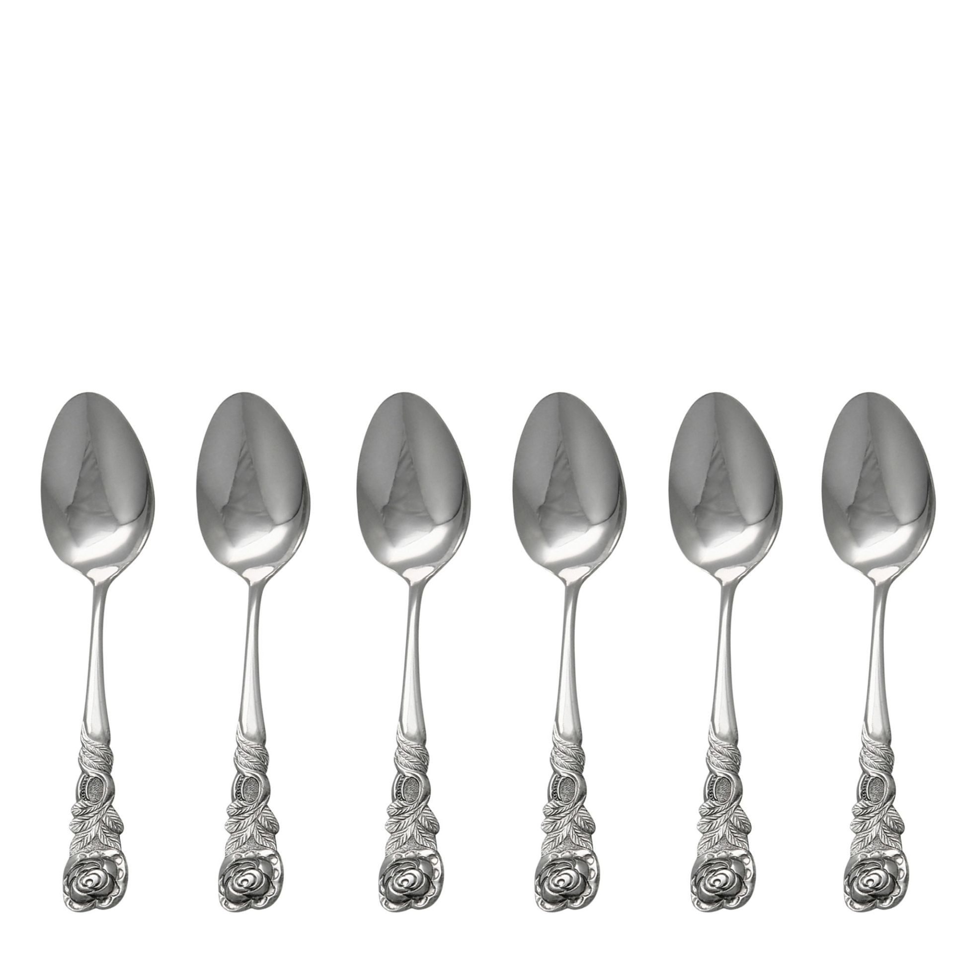 GRÄWE Espressolöffel (6 Stück), 6 Stück Espressolöffel Edelstahl, Rosendekor