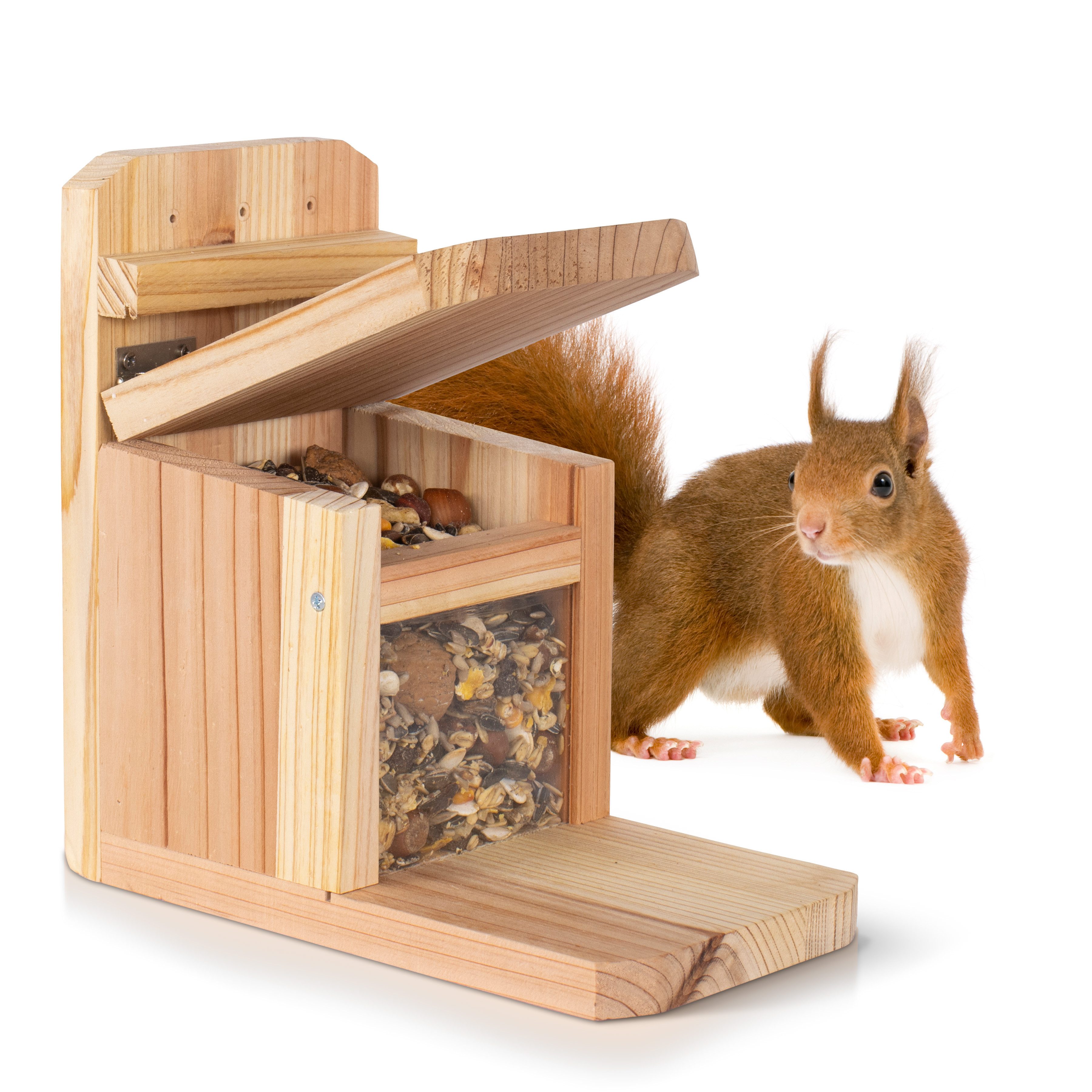 Waldfunk Futterstation Eichhörnchen Wetterfestes Futterhaus, Holz, 23 x 13 x 23 cm
