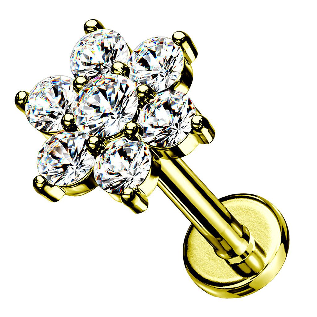 Taffstyle Piercing-Set Tragus Labret Ohr Stecker Piercing flach Zirkonia Bl günstig online kaufen