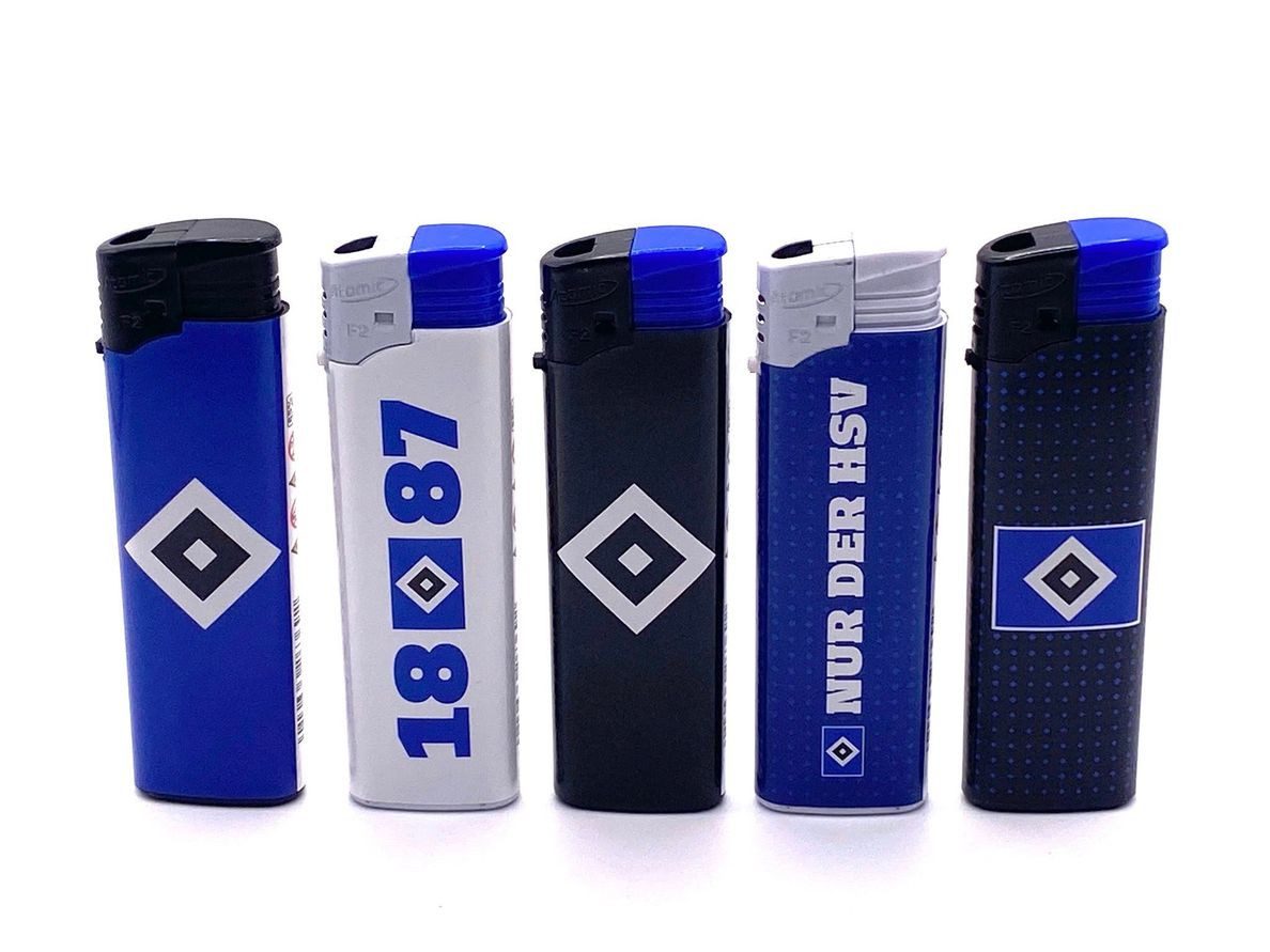 HSV Зажигалки 5x Gasfeuerzeug im Set Fussball Fanartikel (5-St., 5 Stück), Lizenz Fußball Serie