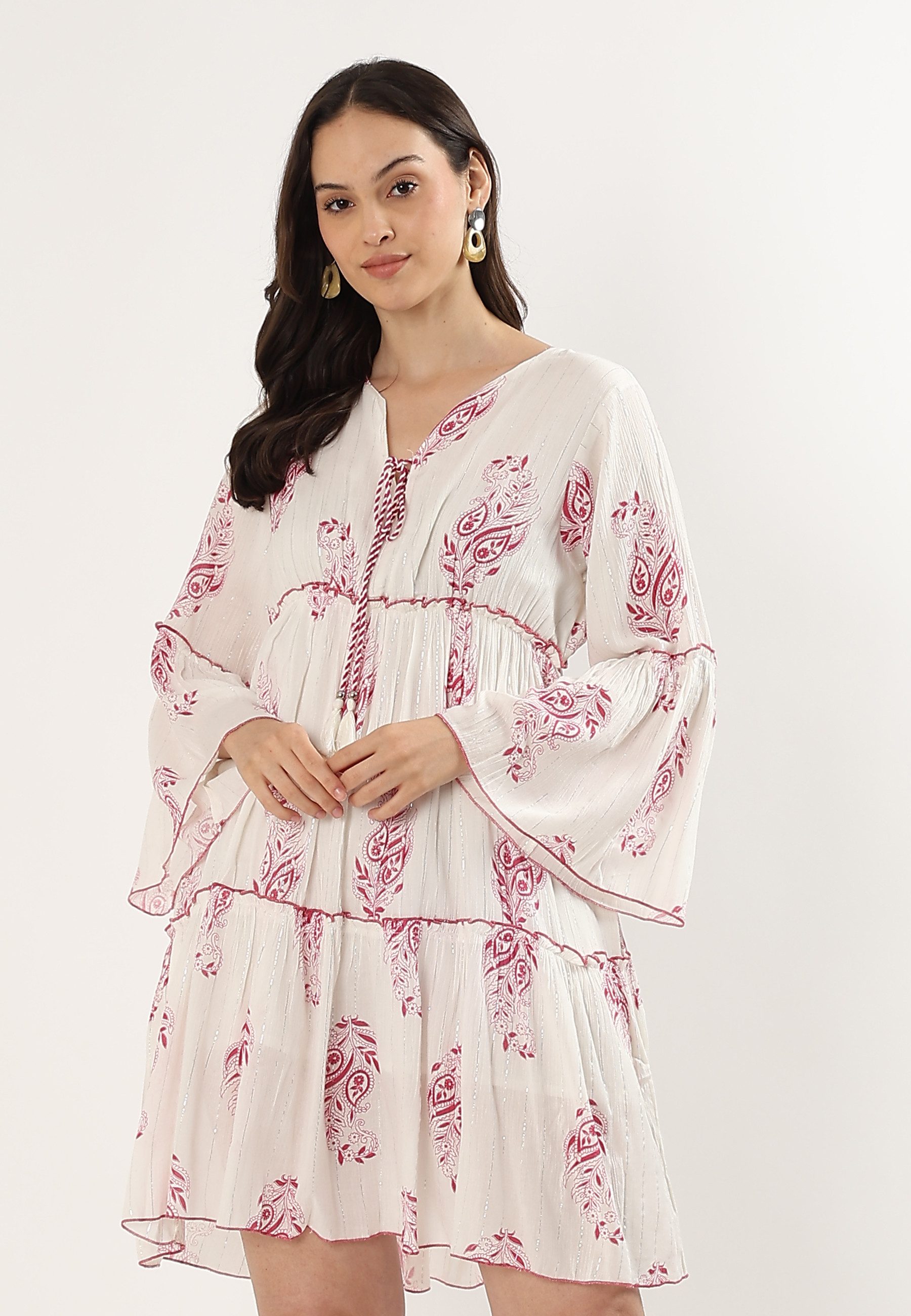 YC Fashion & Style Tunikakleid mit Paisley-Muster und Bindeband One Size aus Viskose