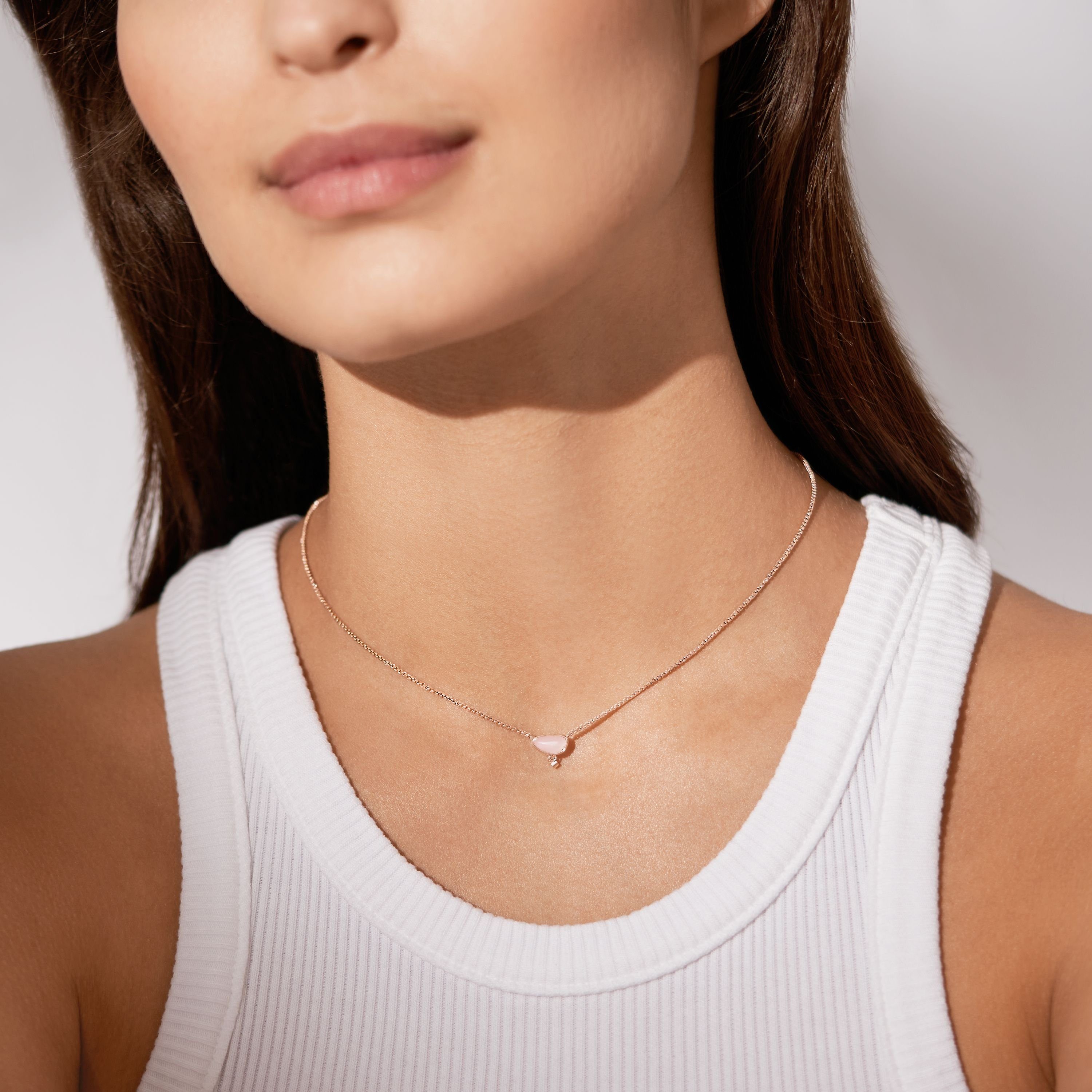 Skagen Edelstahlkette Halskette rosa...