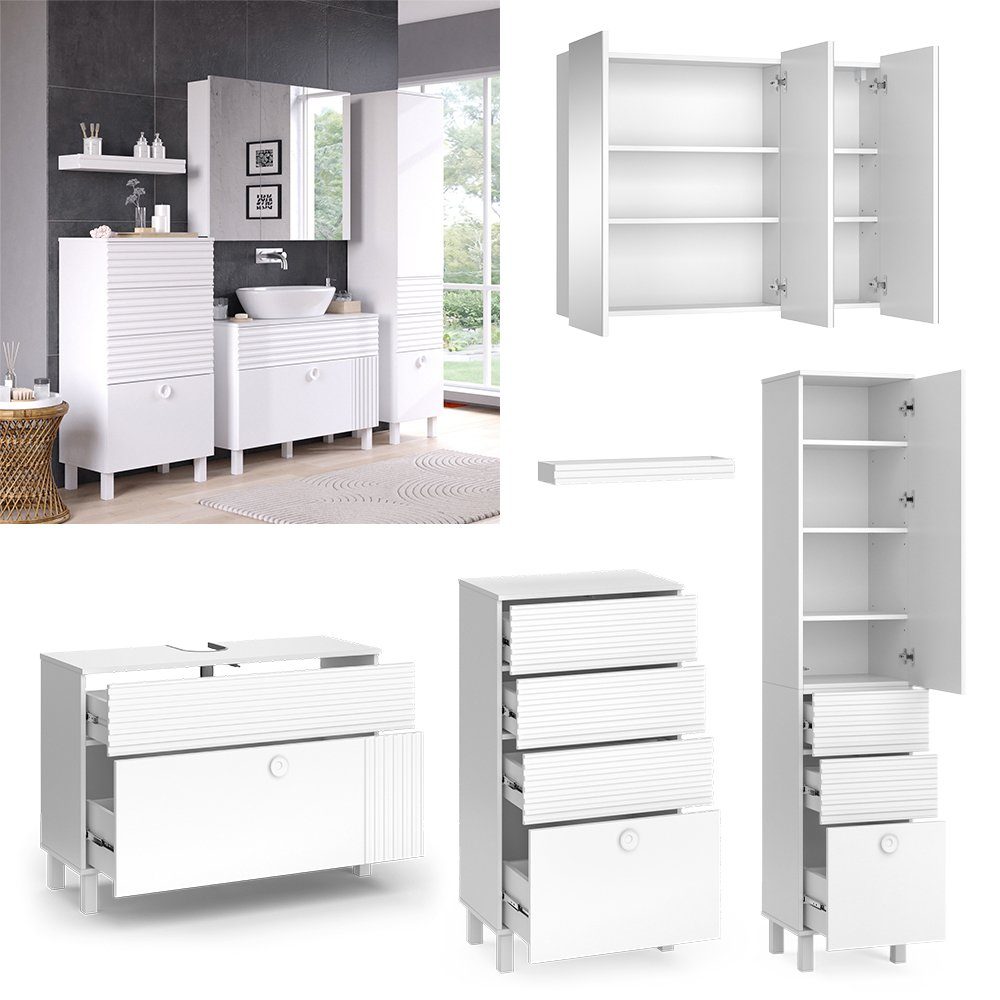 Vicco Badmöbel-Set Sola, Weiß, 4 Teile, günstig online kaufen