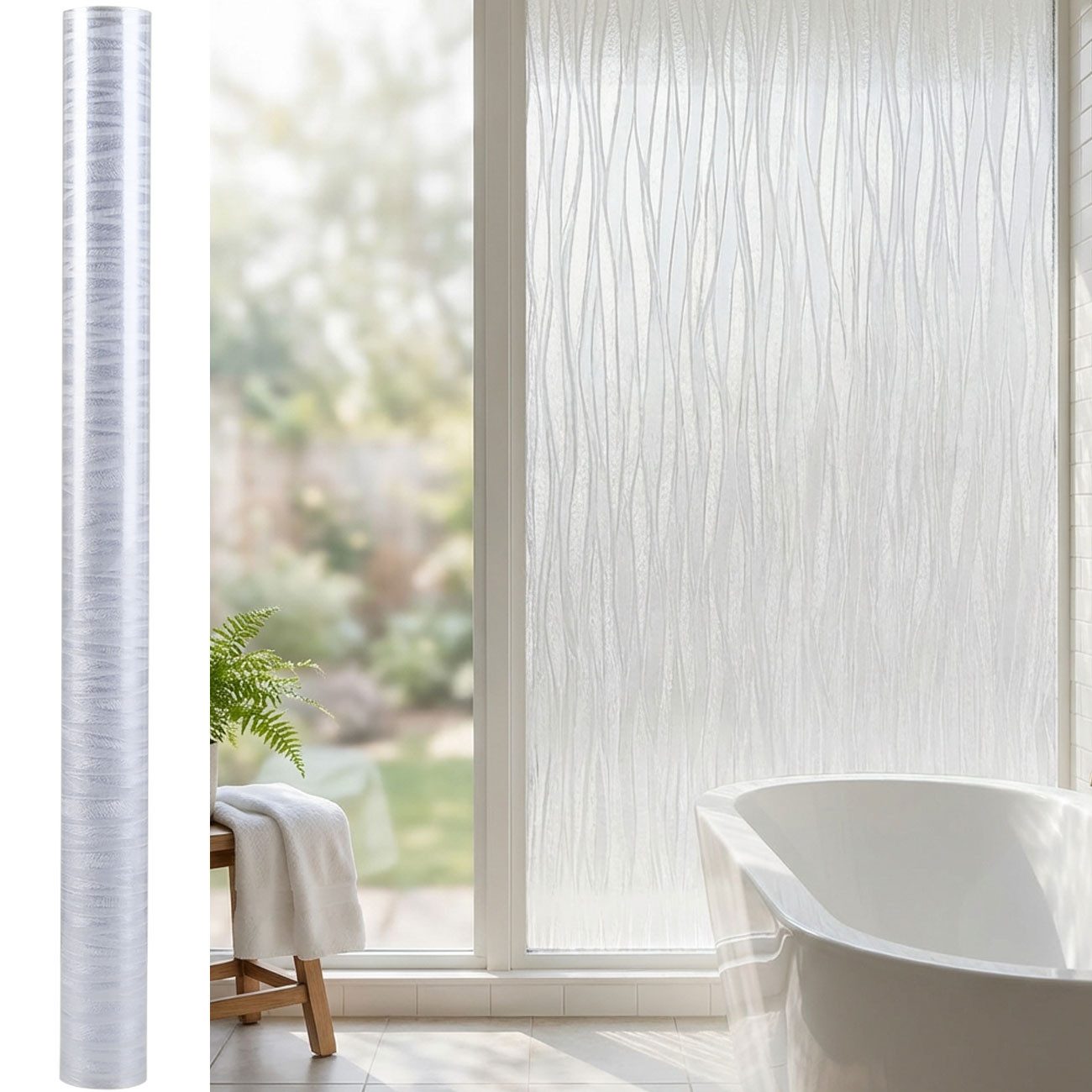 shop'n smile ideoon Sichtschutzfolie 3D Sichtschutzfolie Wellen 45x200cm Fensterfolie UV-Schutz haftend, (1-St), dekoratives Wellendesign/zuschneidbar, abzulösbar/Milchglas-Effekt