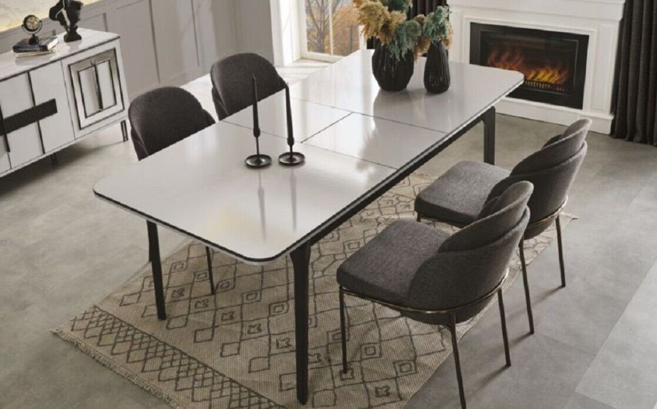 Essgruppe modern Set Esszimmer 1x Set (5-St., Europa 4x Stühle), + 4x Made Stühle JVmoebel Esstisch und 5tlg, in Esszimmer-Set Esstisch