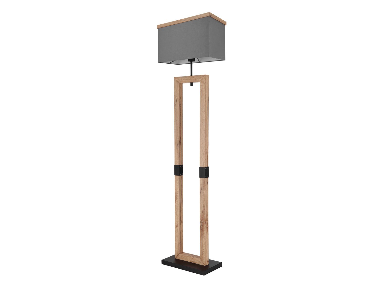 meineWunschleuchte LED Stehlampe, Grau, Stoff skandinavisch warmweiß, Höhe Holz Ecke dimmbar 155cm Lampenschirm-e