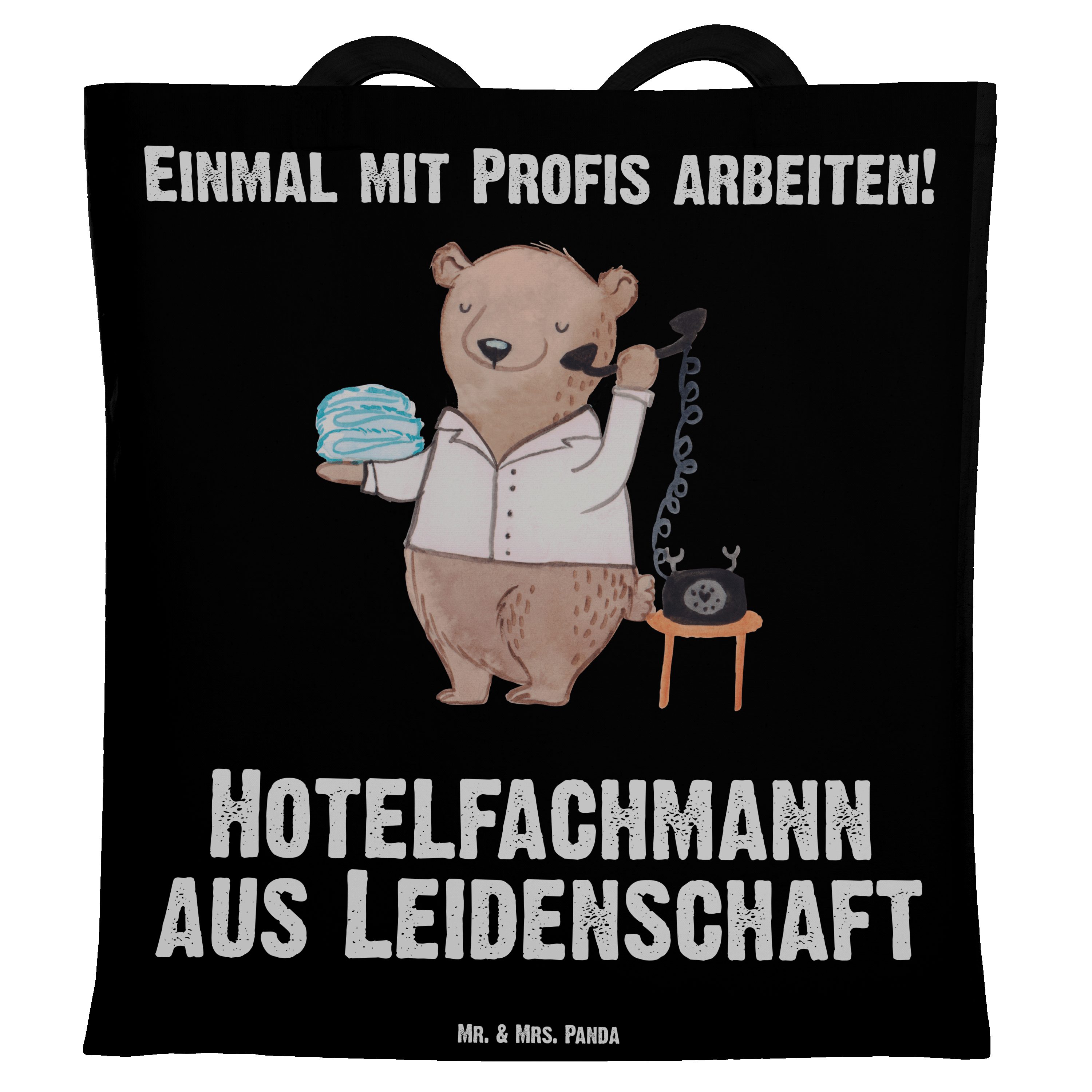 - - Leidenschaft (1-tlg) Hotelfachmann Rente, Panda Tragetasche Mr. Geschenk, Beuteltas & Schwarz Mrs. aus