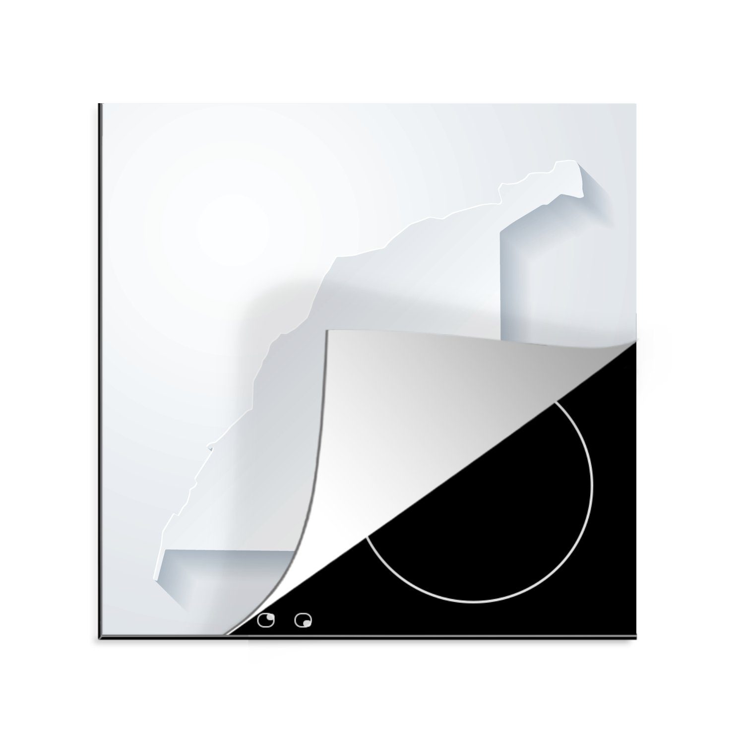 MuchoWow Herdblende-/Abdeckplatte Eine schwarz-weiße Illustration der Westsahara, Vinyl, (1 tlg), 78x78 cm, Ceranfeldabdeckung, Arbeitsplatte für küche
