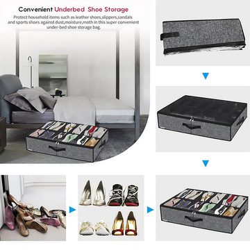 Rutaqian Schuhbox Unterbett-Kommode für Schuhe Aufbewahrung 1 Stück (Unterbett Schuh Organisierer Aufbewahrungsbox Schublade), Schuh Aufbewahrungssysteme mit 12 Fächern