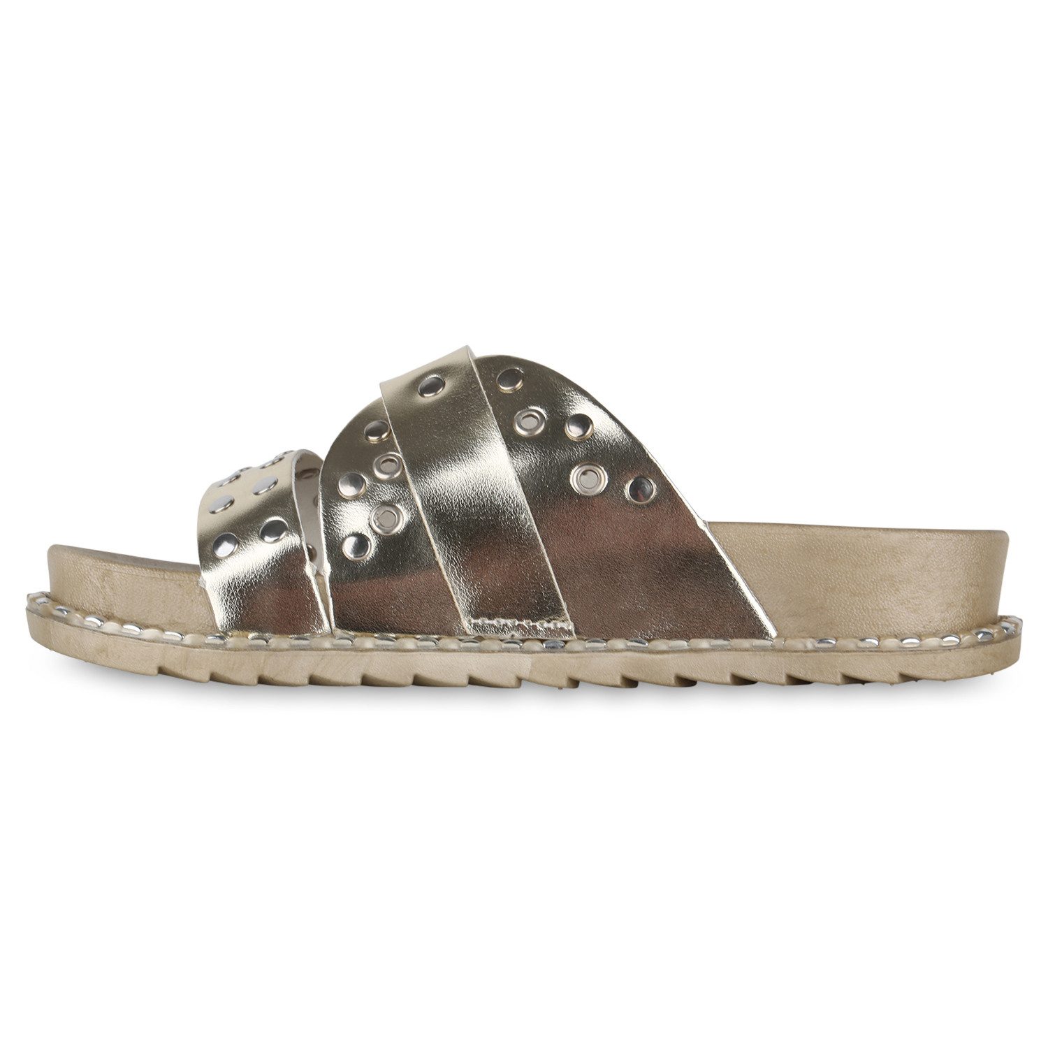 VAN HILL 840995 Pantolette Damen Pantoletten Sandalen Nieten Schnallen Prof günstig online kaufen