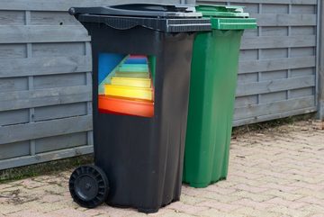 MuchoWow Wandsticker Treppe in den Farben des Regenbogens (1 St), Mülleimer-aufkleber, Mülltonne, Sticker, Container, Abfalbehälter