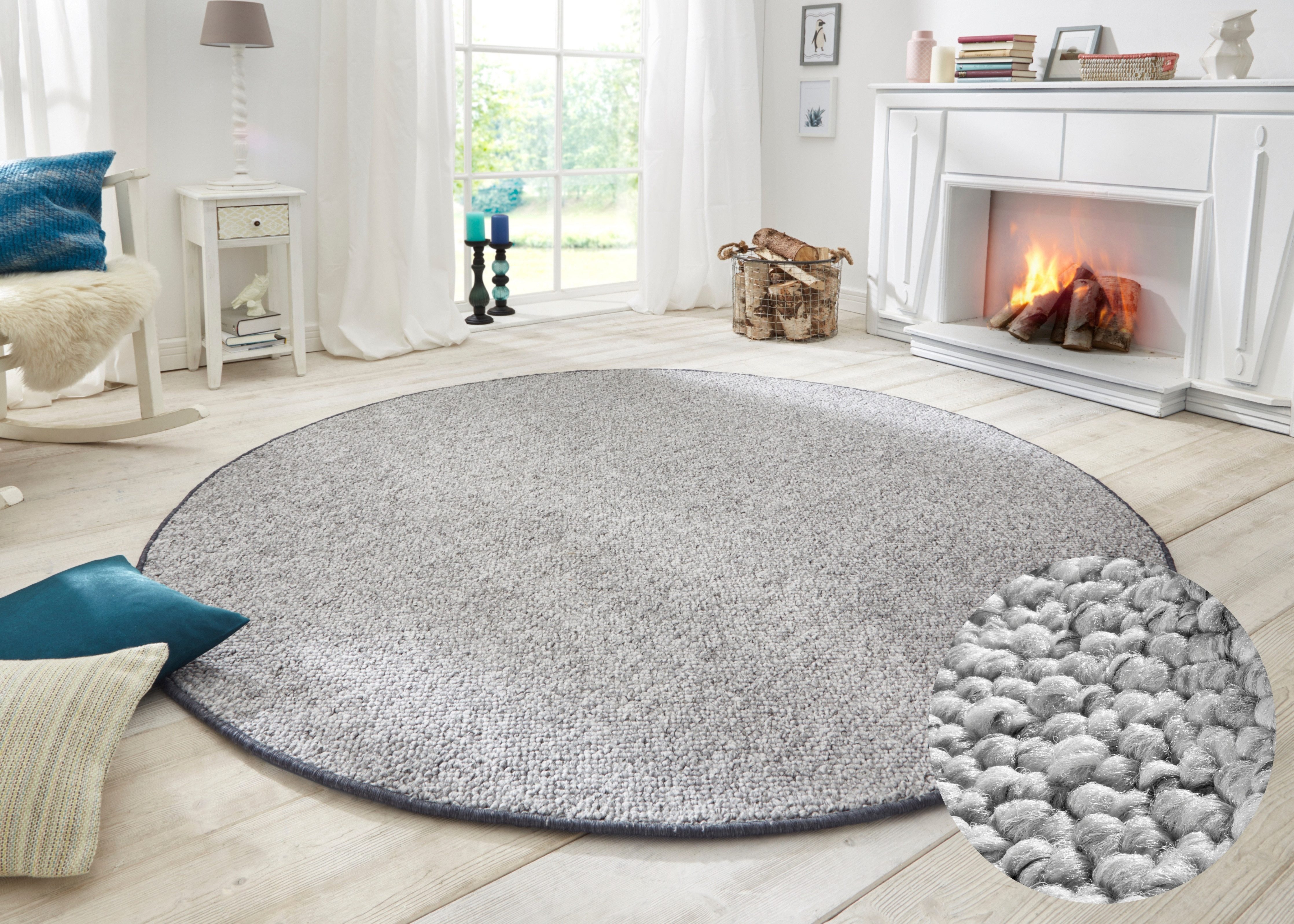 HANSE Home Teppich Wolly 2, rund, Höhe: 12 mm, Flachgewebe, Skandi, Woll-Optik, Esszimmer, Wohnzimmer, Flur