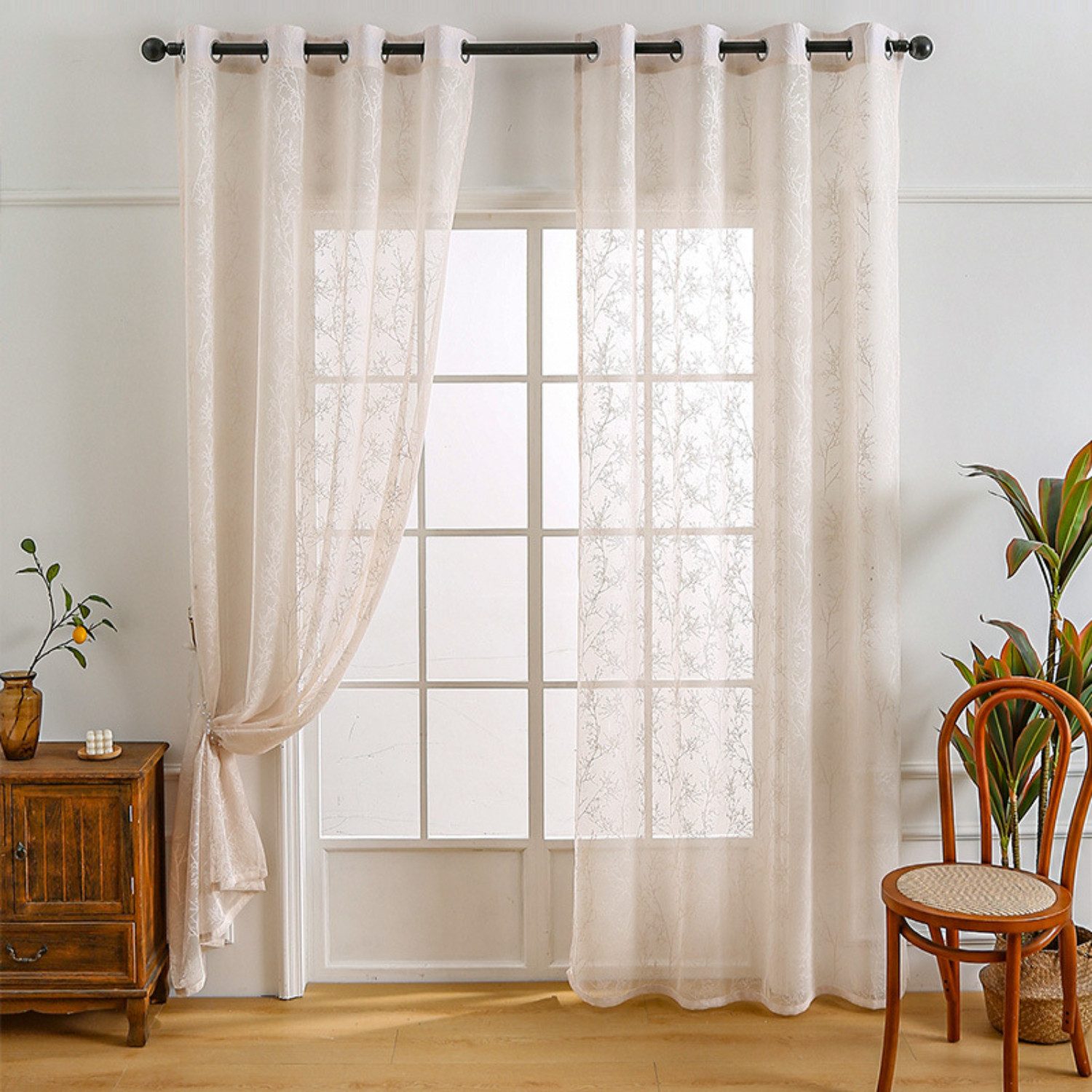 BYSURE Gardine, (2 St), 2er-Pack bestickte günstig online kaufen
