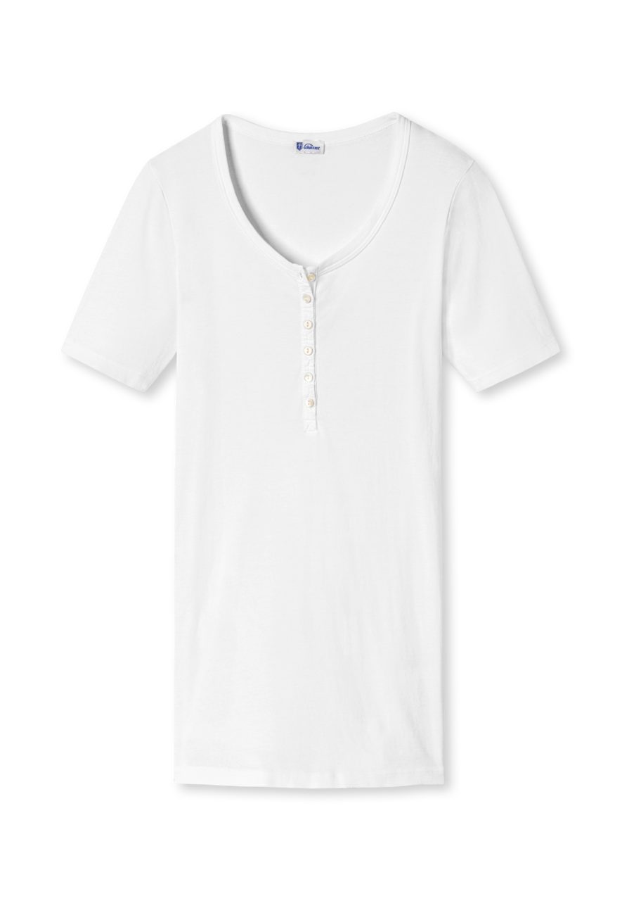 Knopfleiste Button Shirt White Berta Perlmuttknöpfen Unterhemd SCHIESSER REVIVAL mit