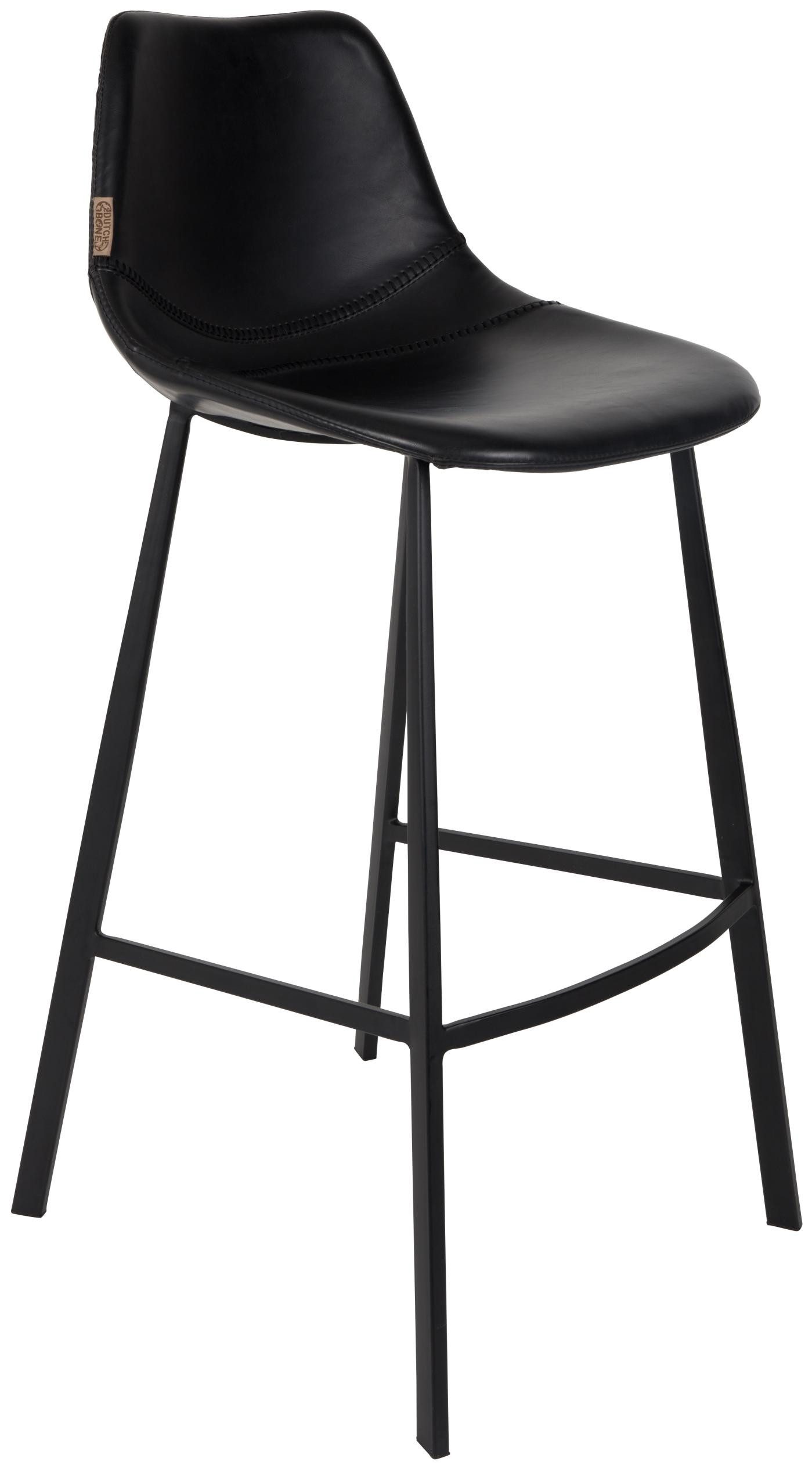Barhocker Barhocker FRANKY Kunstleder Vintage schwarz von DutchBone
