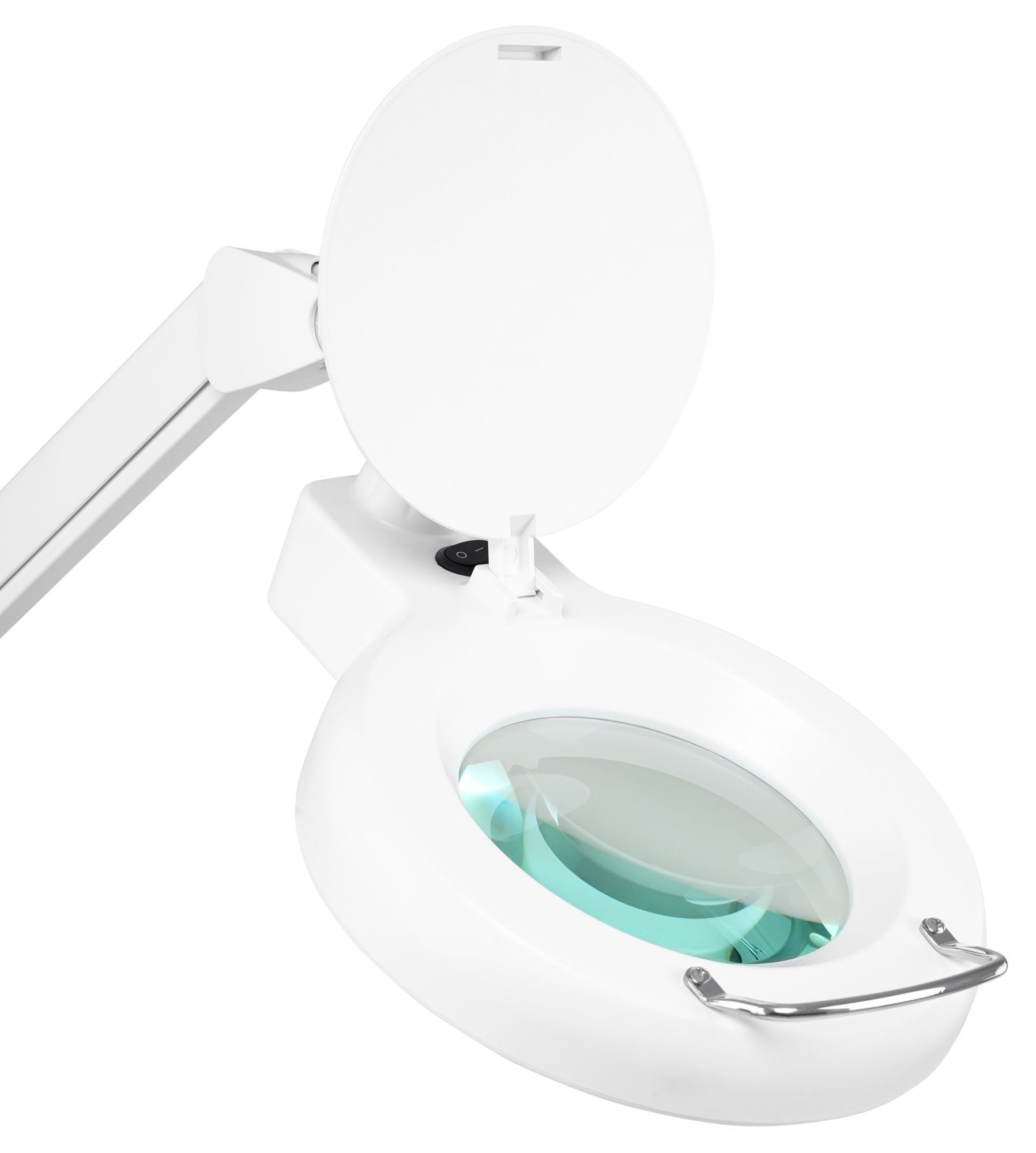 Showlite Lupenlampe LL-6085D LED Lupenleuchte, 2,25-fache Vergrößerung, LED fest integriert, Tageslichtweiß, 8W 5 Dioptrien Set inkl. Rollenstativ und Tischklemme