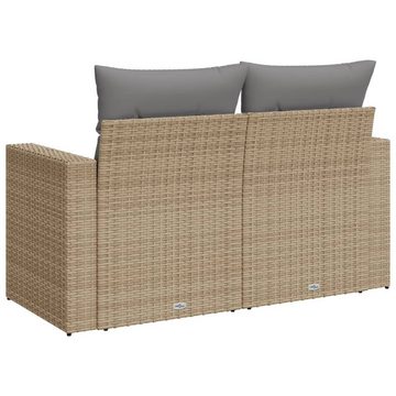 vidaXL Loungesofa Gartensofa mit Kissen 2-Sitzer Beige Poly Rattan