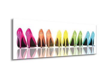 artissimo Glasbild Glasbild 80x30cm Bild aus Glas Schuhe Fashion bunt, Bild für Garderobe: High-Heels