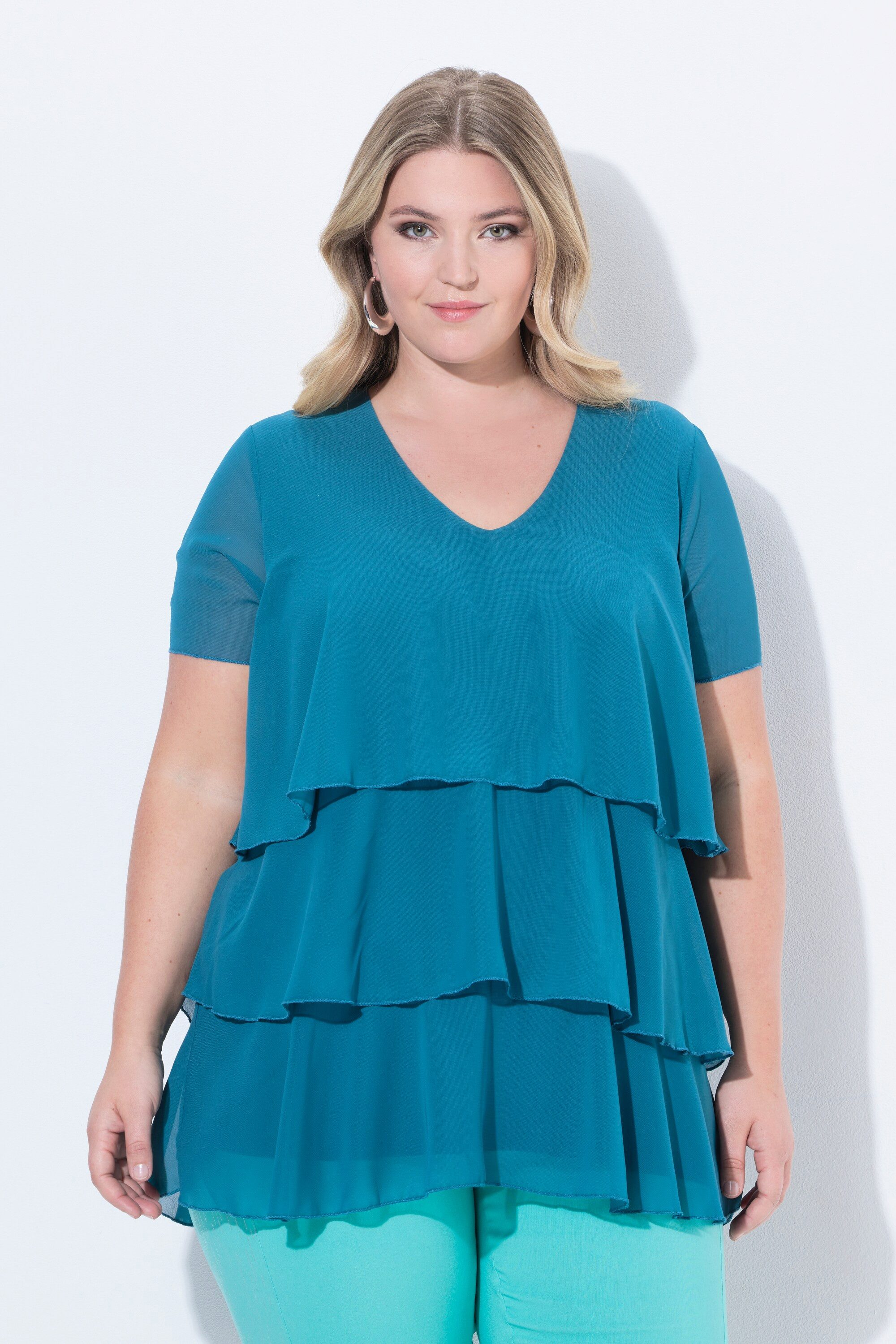MIAMODA Longbluse Bluse A-Linie Chiffon Volants