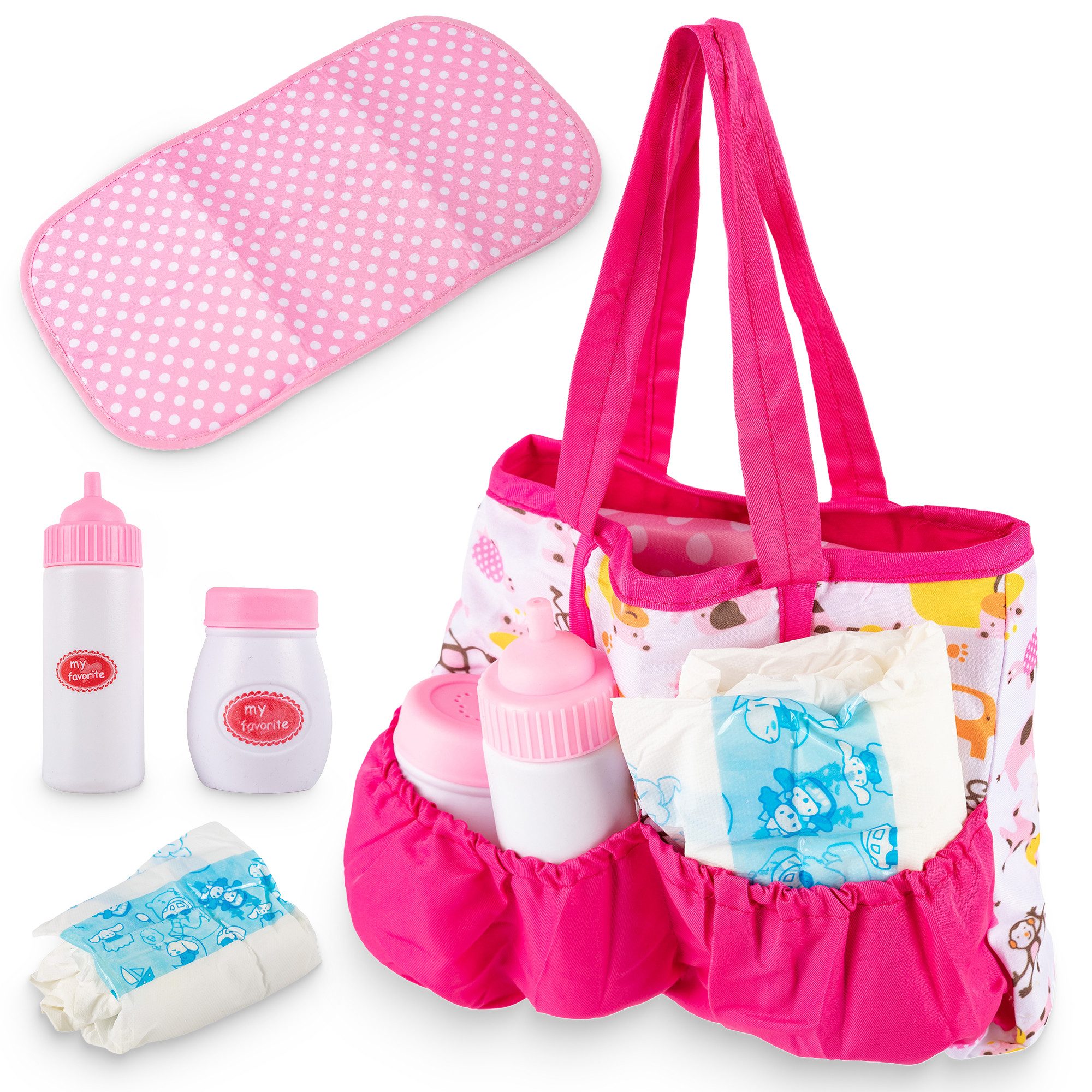 Kinderplay Dolls & Strollers Puppen Accessoires-Set Puppen Pflegeset mit Tasche – realistisches Rollenspiel Zubehör, (Set)