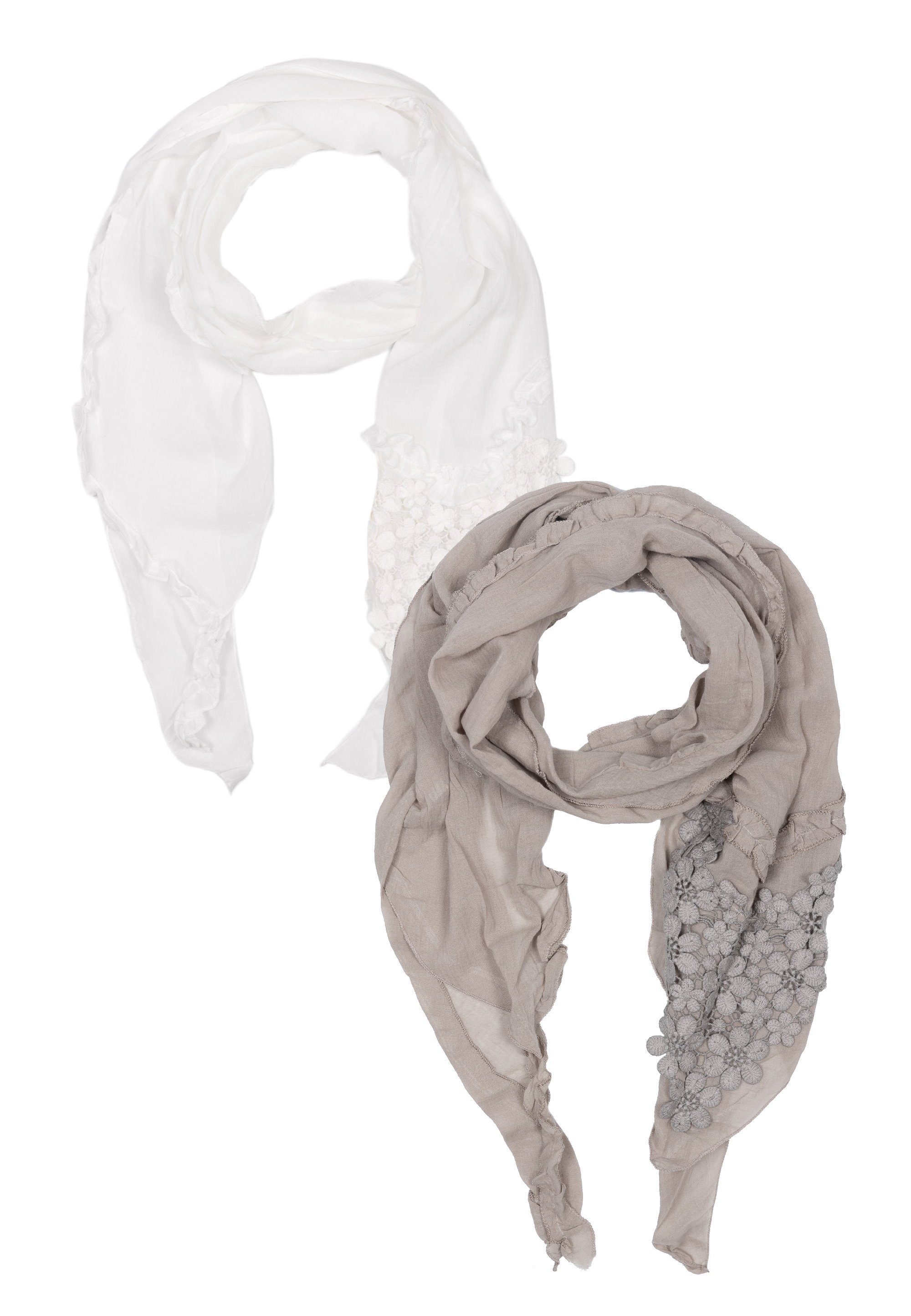 Cassandra Accessoires Schal Romantik, (2er-Set), mit verspielten Blumendetails