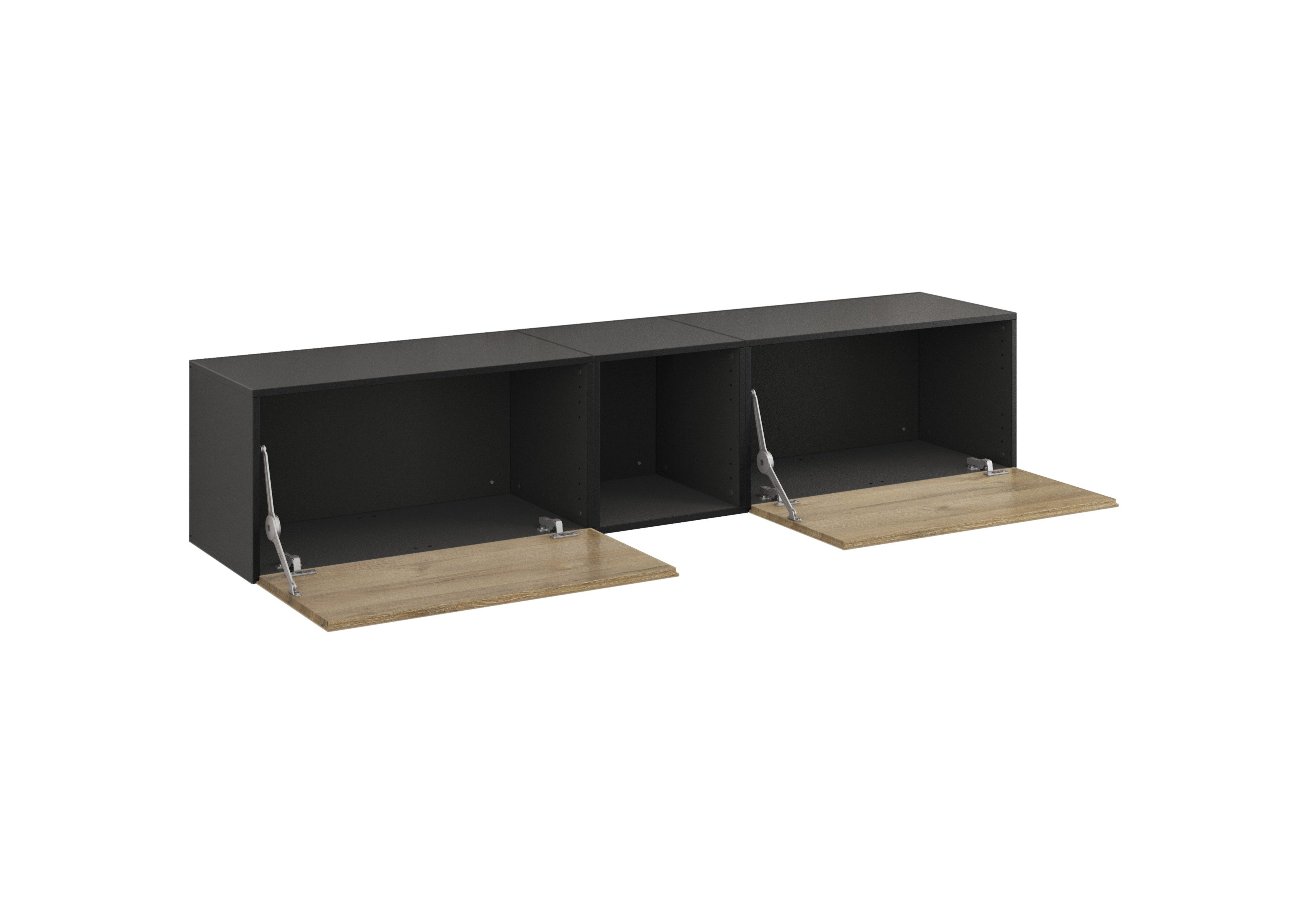 BMG Möbel Lowboard Modul+ (3 tlg., bestehend aus 2x Schrank mit Klappe, 1x offenes Würfelregal), 190 cm breit, 2 Klappen, Made in Germany