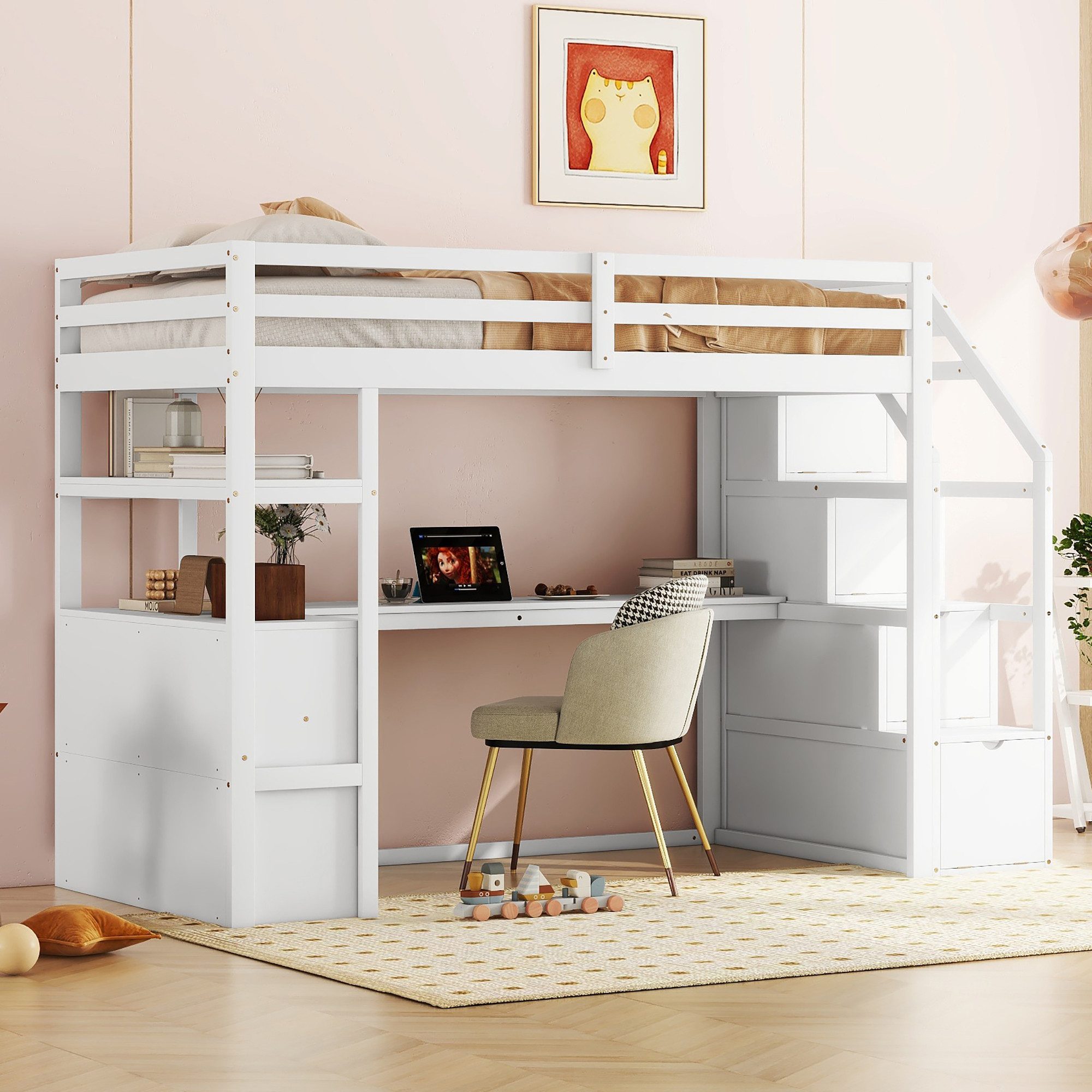 Flieks Hochbett Kinderbett Etagenbett 90x200cm mit günstig online kaufen