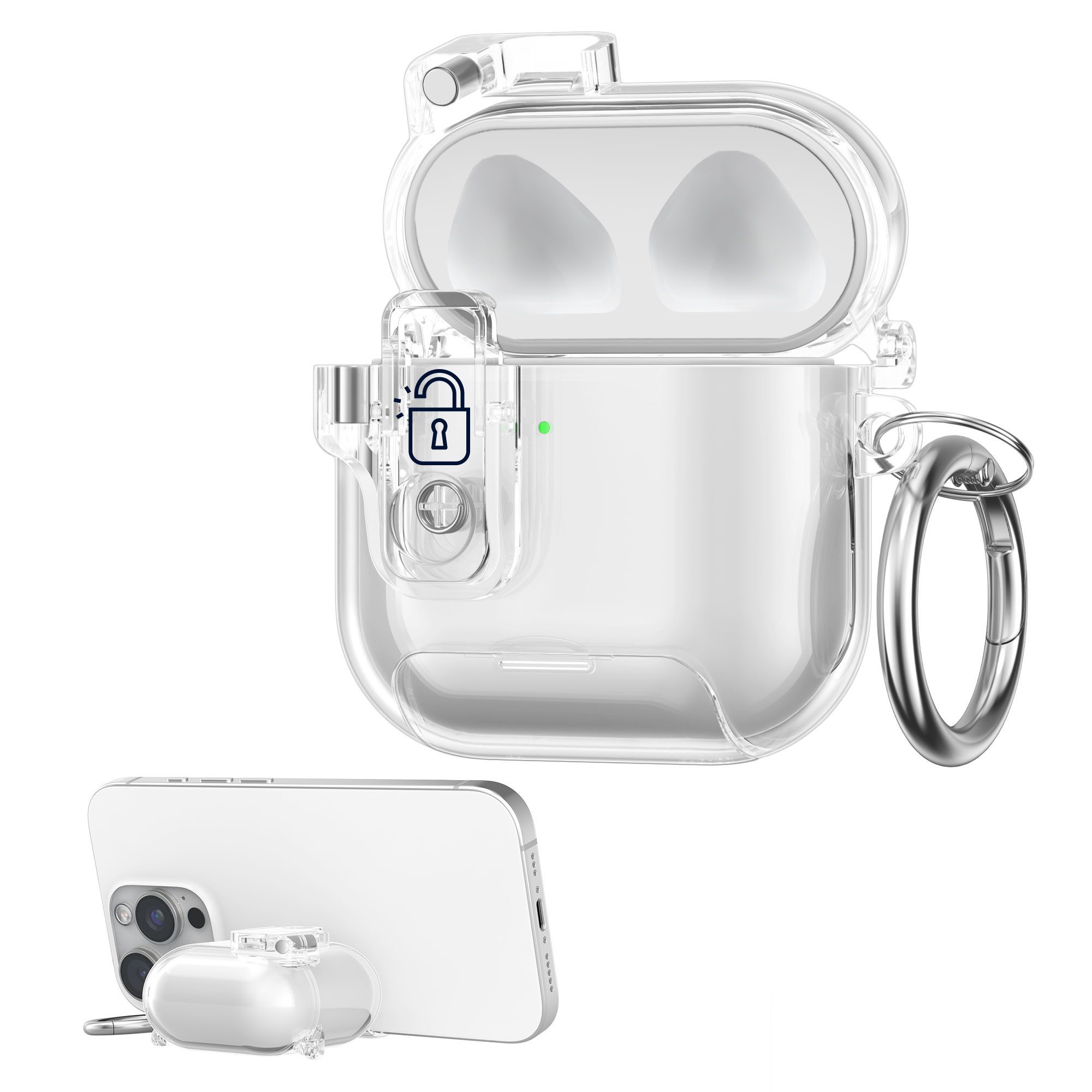 kwmobile Kopfhörer-Schutzhülle Kopfhörer Case fürApple Airpods 4 Hülle, Headphones TPU Cover mit Standfunktion und Sicherheitsverschluss