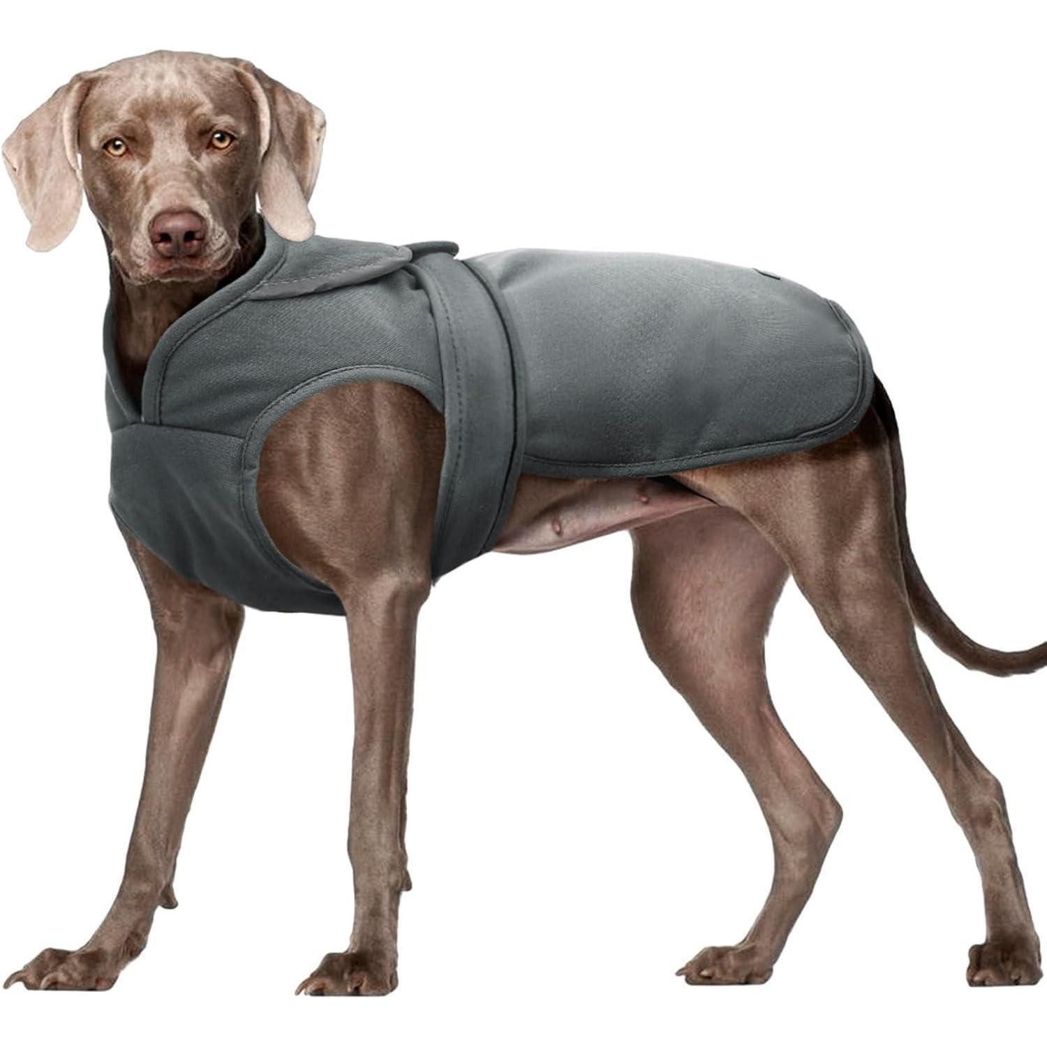 LuxusKollektion Hunde-Halsband Hundemantel Fleecejacke Hundeweste XL(Chest:60-75cm;Neck:62cm) Grau