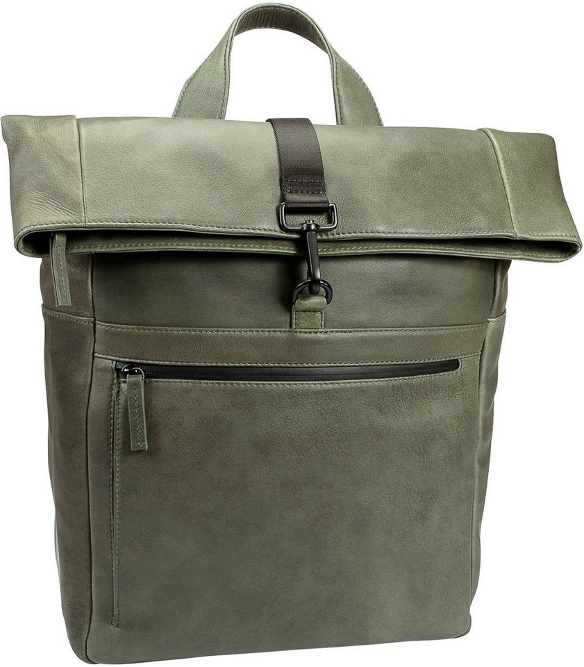 Leonhard Heyden Laptoprucksack Den Haag Rolltop, grau, mit 15 Zoll  Laptopfach und Trolley-Aufsteck-System, Mit Organizer und Trolleyhalterung  ausgestattet