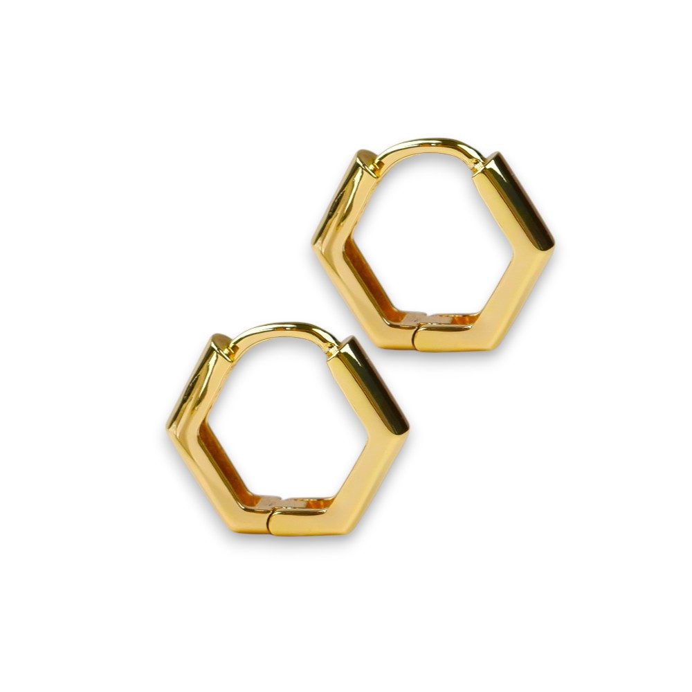 SHELAGO Paar Creolen - kleine Sechseck Creolen Damen, geometrische Ohrringe (Paar Ohrringe, inkl. Schmuckverpackung), minimalistische Klappcreolen für den Alltag