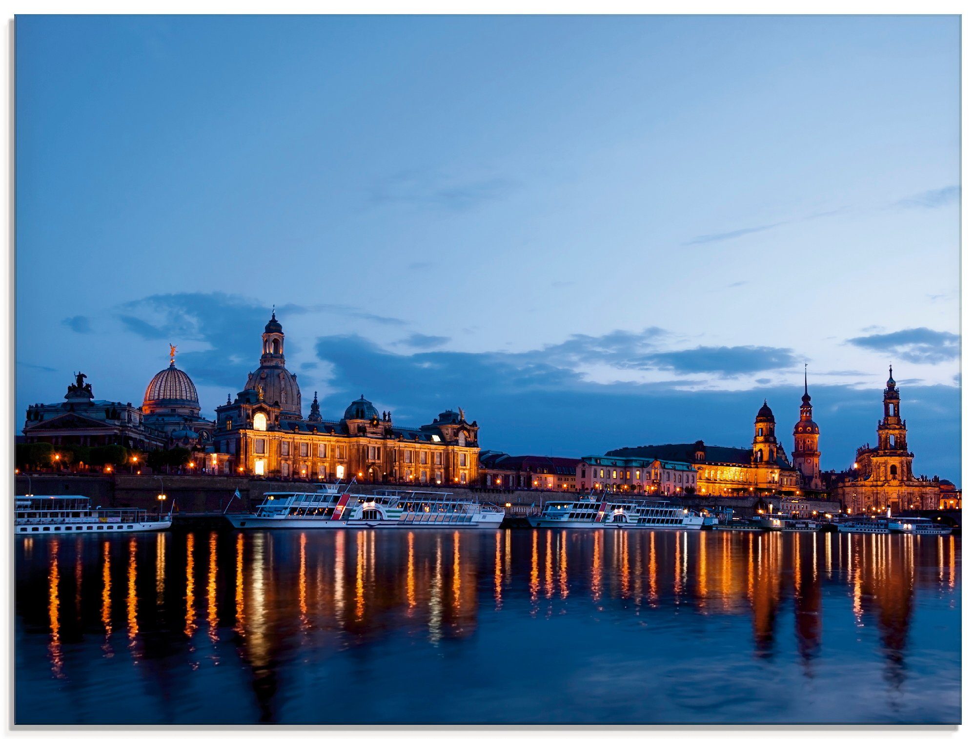 Artland Glasbild Dresden Silhouette St), blaue Stunde, Deutschland in (1 Größen verschiedenen