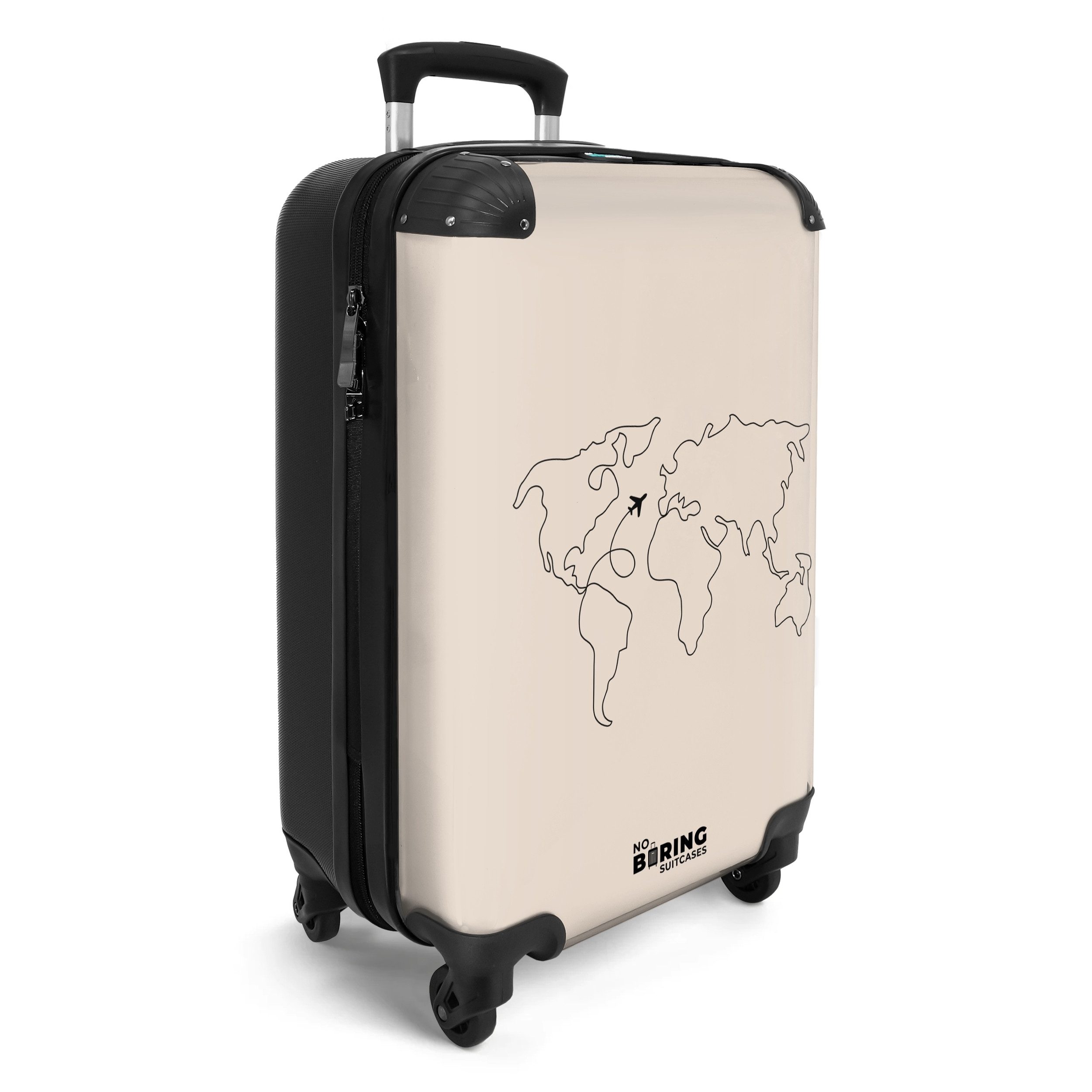 NoBoringSuitcases.com© Hartschalen-Trolley Weltkarte - Einfach - Flugzeug 55x35x20cm, Reisetasche mit Rollen, Koffer Handgepäck Flugzeug – Bild 2 von 5