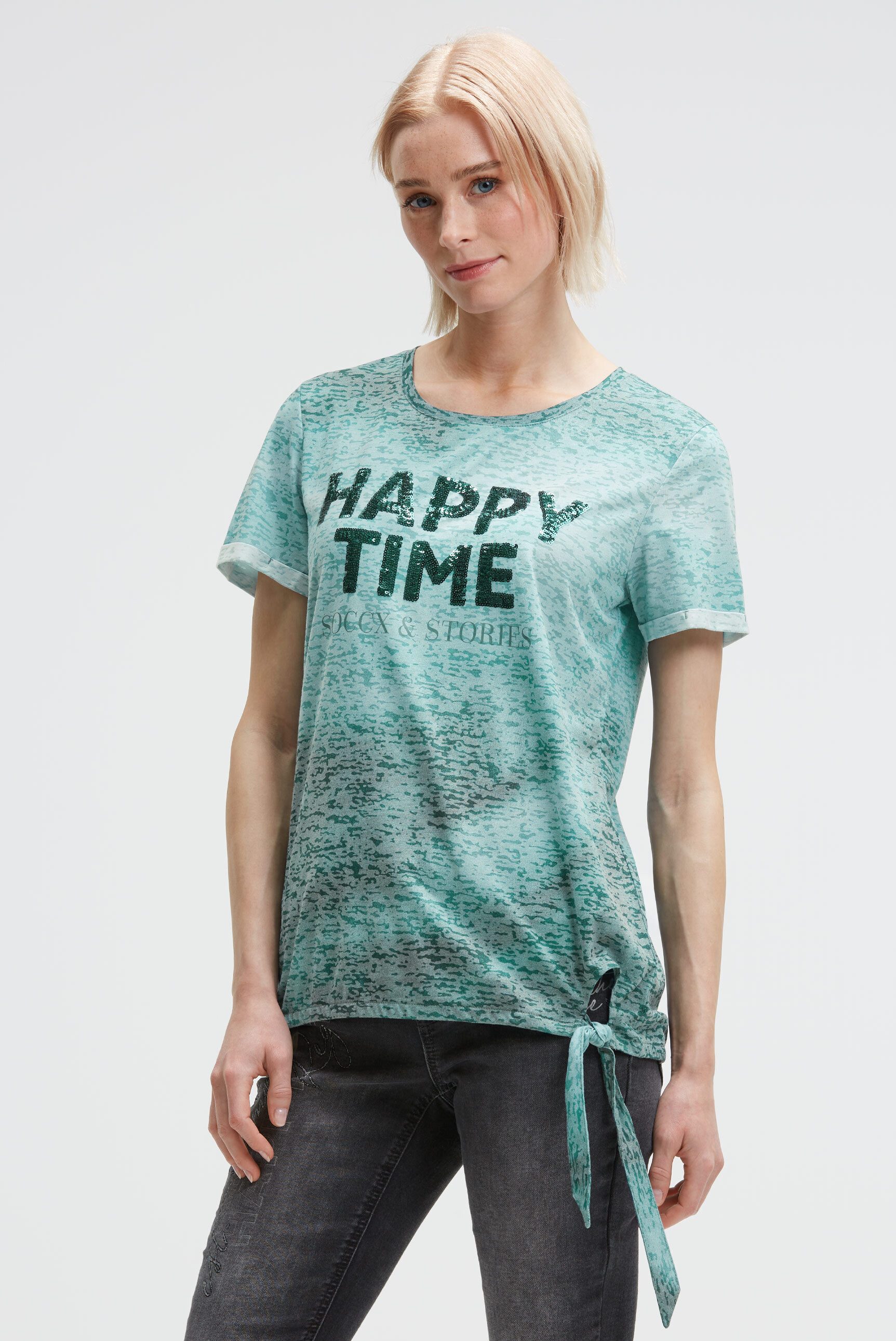 SOCCX Rundhalsshirt mit Knoten-Saum