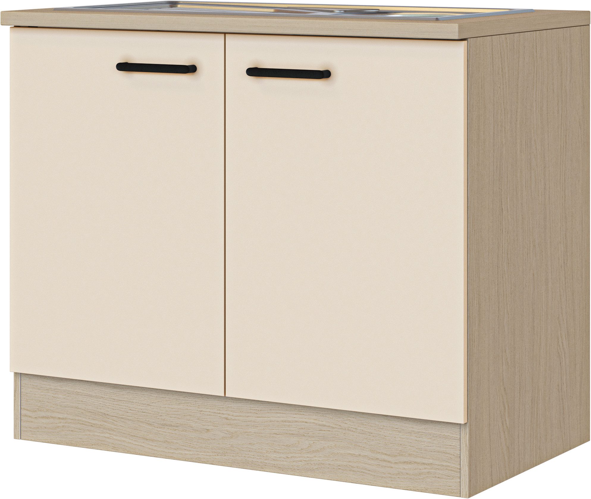 Flex-Well Spülenschrank Creso (2-St) mit Einlegeboden, Arbeitsplatte und Edelstahlspüle