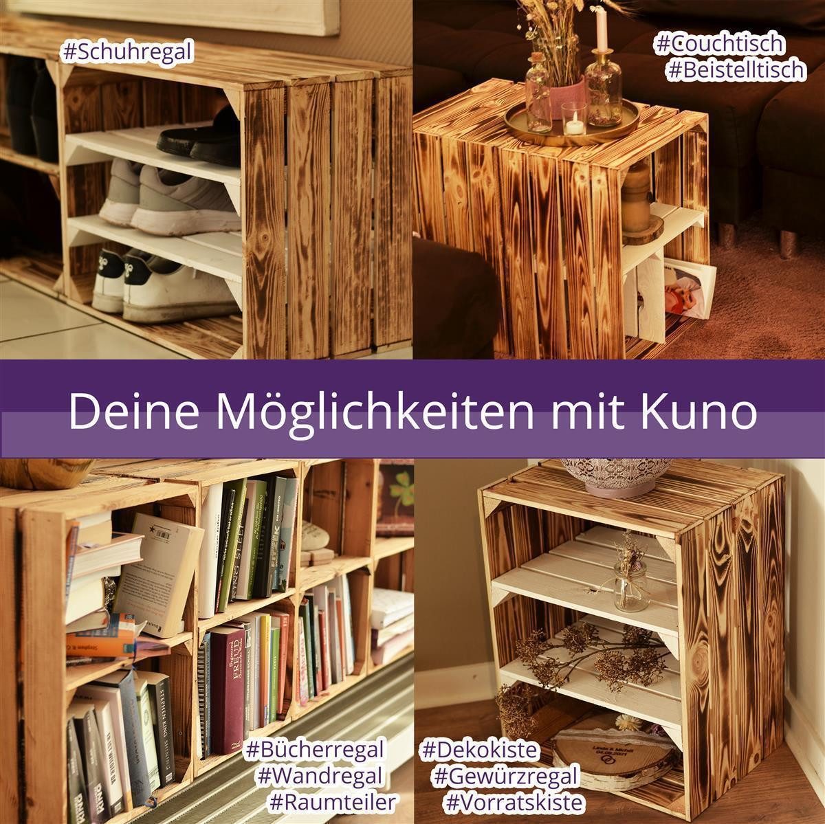 CHICCIE Holzkiste Langes Regal Geflammt 50x40x30cm - Kisten Box (1 St) günstig online kaufen