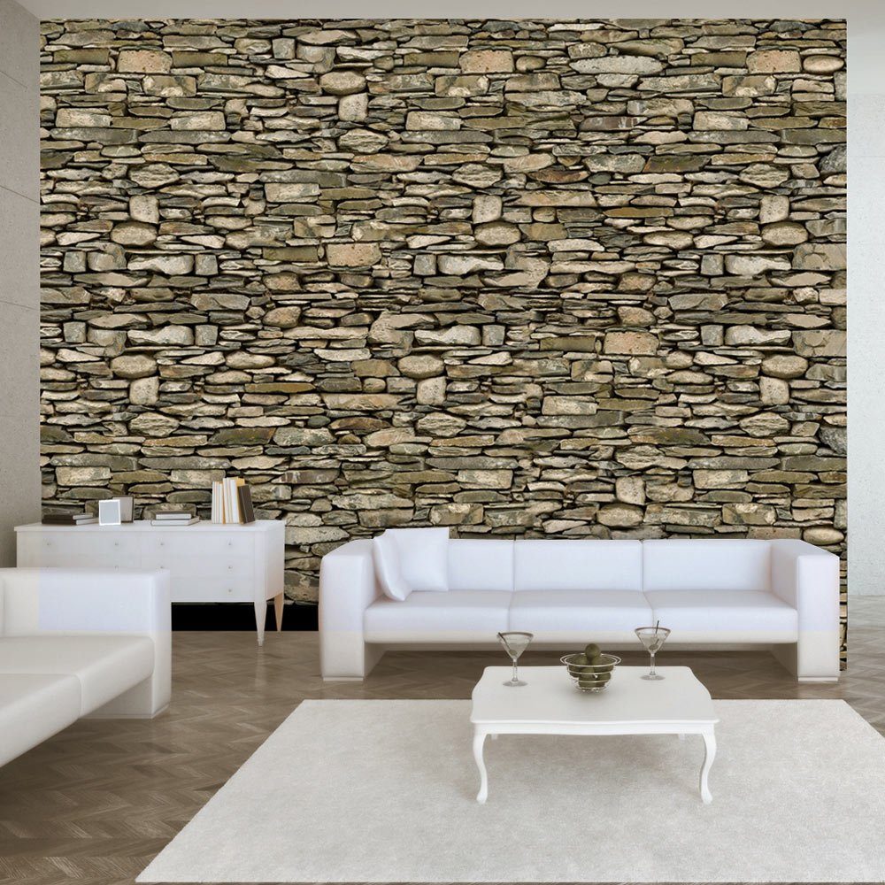 KUNSTLOFT Vliestapete Stone wall 1x0.7 m, halb-matt, lichtbeständige Design Tapete schwarz, braun