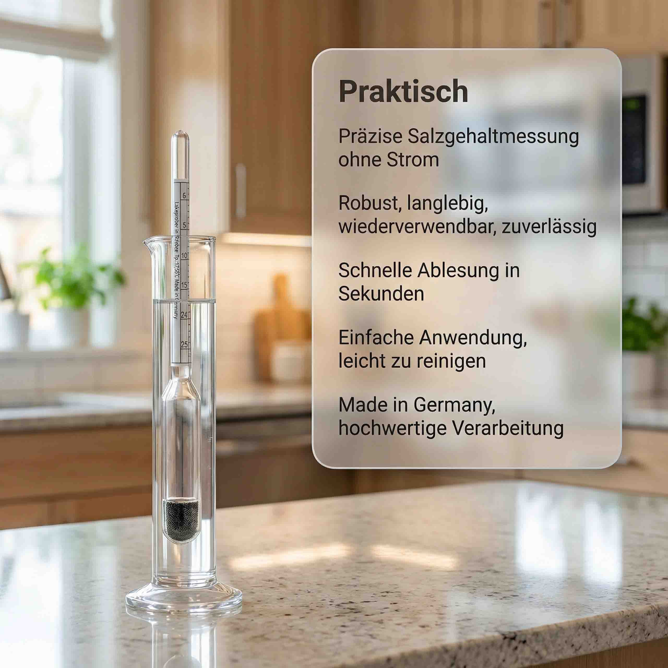 Lantelme Kochthermometer Pökel Set Lakeprober und Glas Thermometer zum Einmachen Einwecken, Salz Messgerät Lakespindel Deutsche Herstellung, Salzlake Prüfer Analog Lakeprüfer
