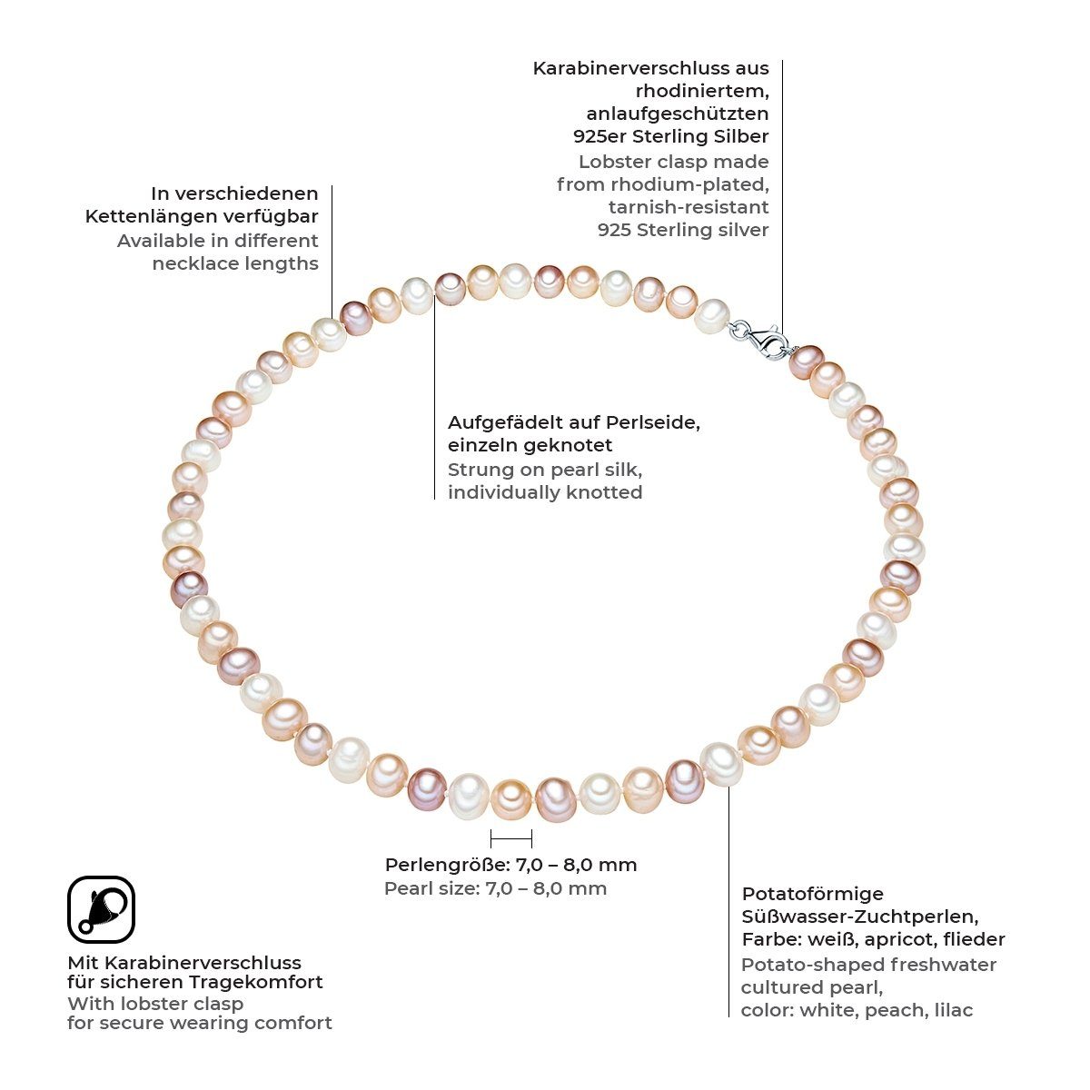 Valero Pearls Silberkette silber, mit Süßwasser-Zuchtperle günstig online kaufen