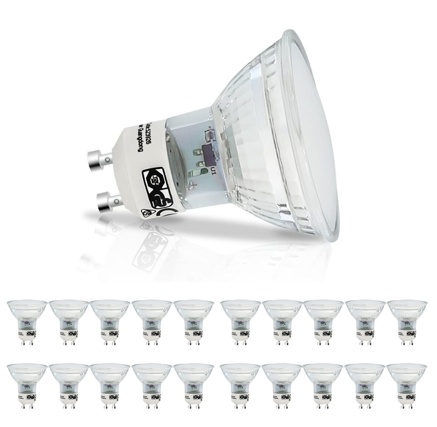 ZMH LED-Leuchtmittel GU10 Warmweiß Glühbirne Einbaustrahler Abstrahlwinkel 120 ° Strahler, GU10, 20 St., 2700K Warmweiß F