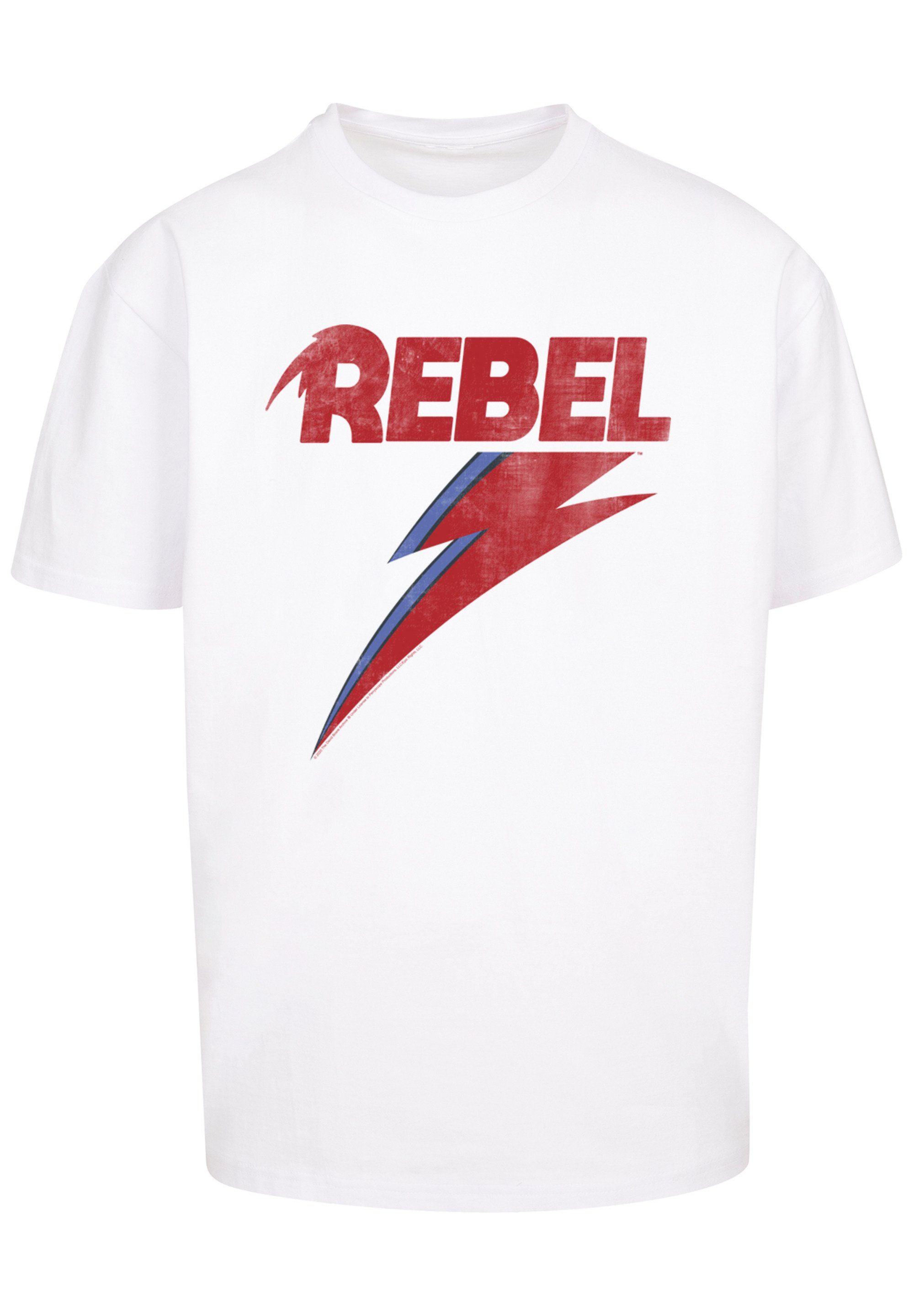 Print David Band T-Shirt Rock Distressed Rebel Music weiß Bowie F4NT4STIC