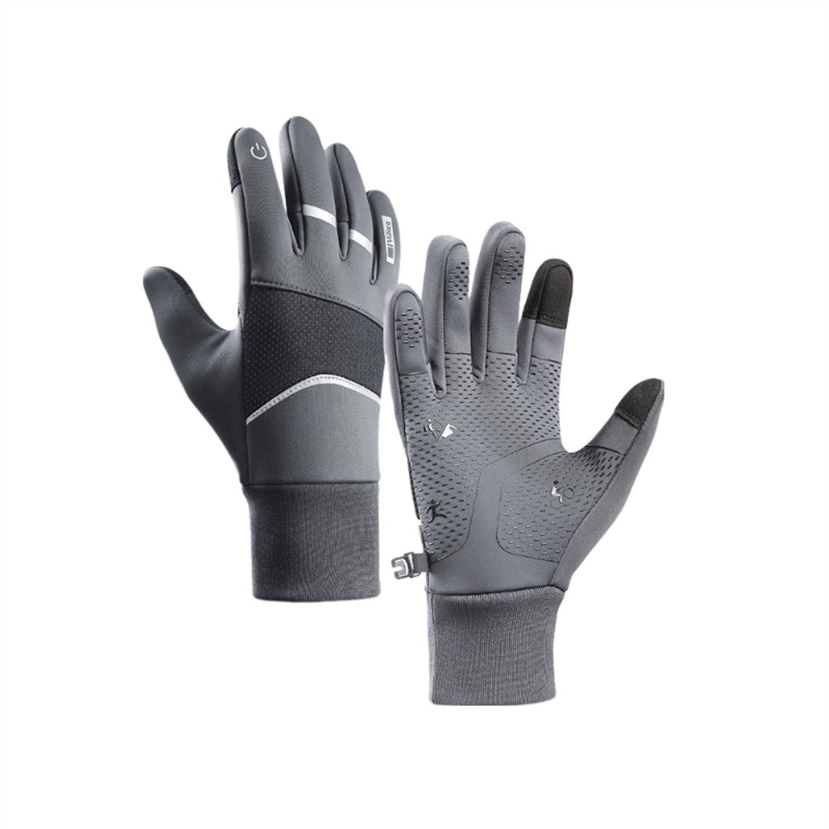 Discaver Fahrradhandschuhe Warme Sport-Touchscreen-Handschuhe für das Radfahren im Freien Wasserdicht, kältebeständig, rutschfest und samtig grau