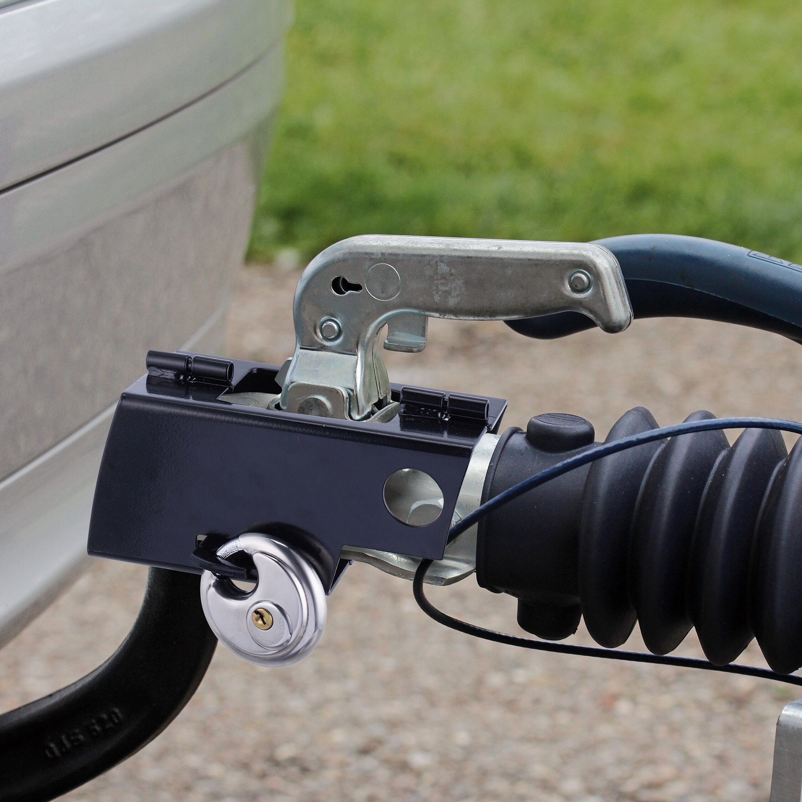 relaxdays Kastensicherung Aufklappbares Anhängerschloss