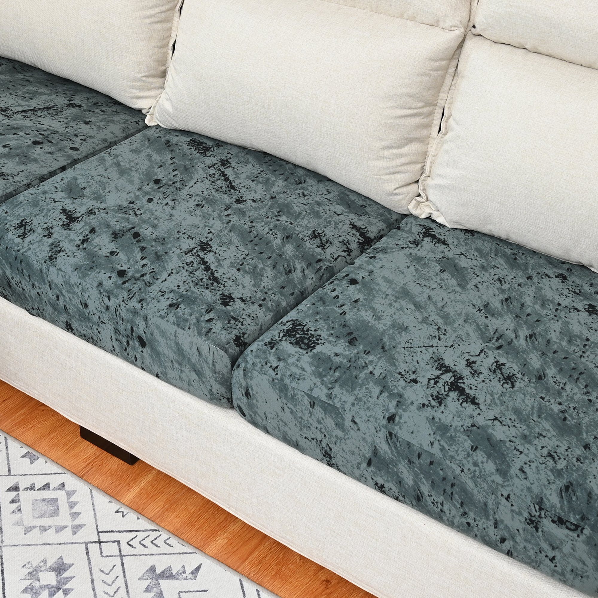 HOMEIDEAS, Dunkelgrau F12WH00188, Samt, Farbe gemischte aus Stretch-Sofabezug Sofahusse