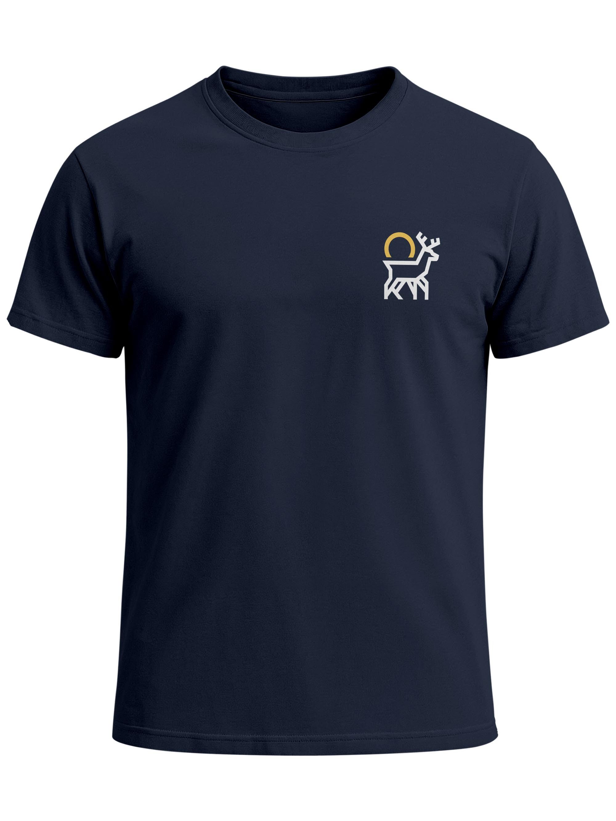 Print-Shirt Herren T-Shirt Hisch Printshirt Aufdruck Logo Abstrakt Line-Art